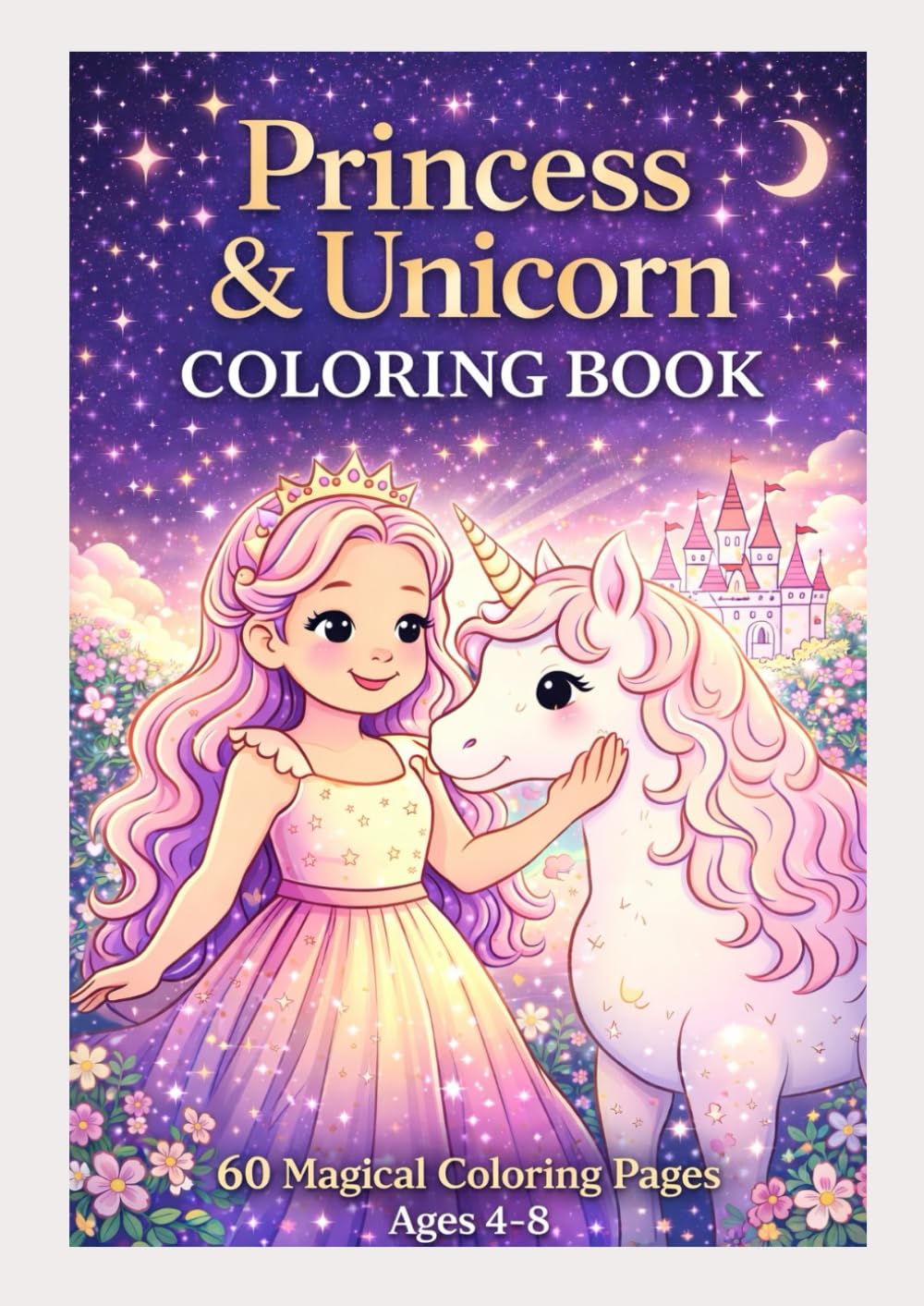 Princess & Unicorn Coloring Book: 60 Pages for Girls Ages 4–8 | Enchanting Fairy Tale Adventures with Castles, Rainbows & Unicorn Friends