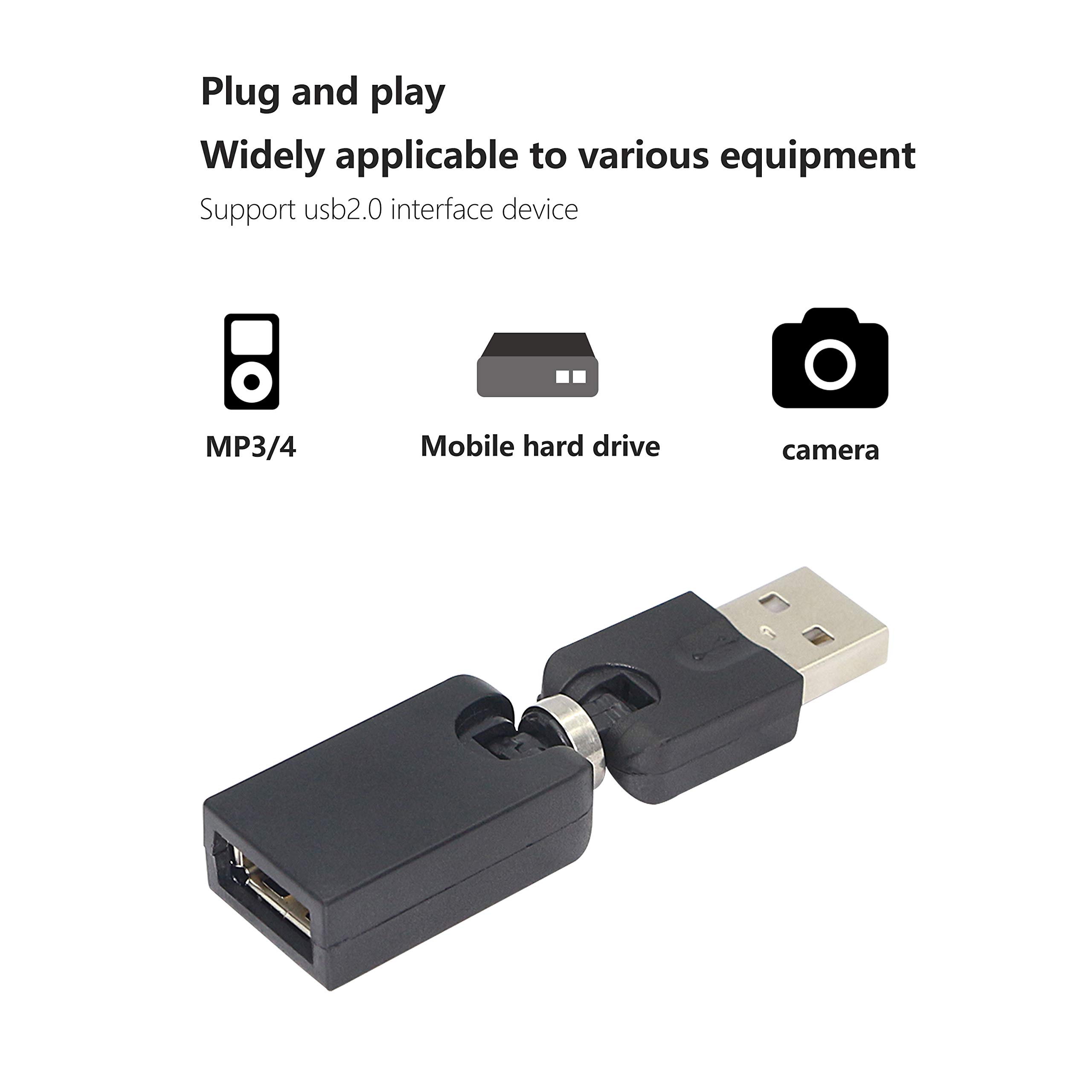 YACSEJAO Adaptateur USB C Vers USB à Angle Droit (Lot De 2), Adaptateur Mâle USB A 3.0/10 Gbit/s à 90 Degrés Vers Connecteur Femelle De Type C Convertisseur De Données OTG Pour
