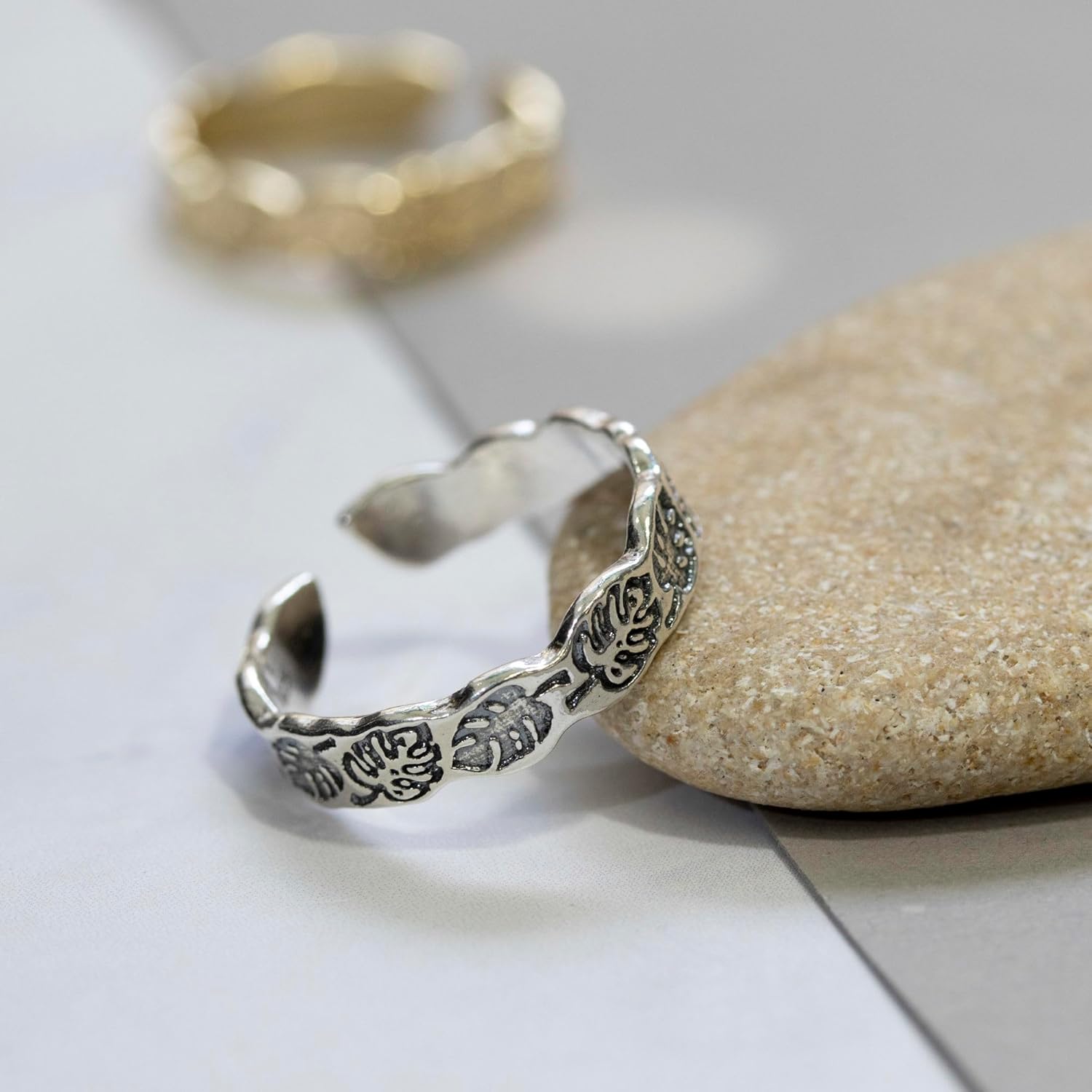 925 Sterling Silver Adjustable Leaf Ring For Women; Spiral Ring; Dainty Leaf Sizable Ring Jewelry For Women Wrap and Fit to Every Finger, Handmade Jewelry Ring for Women - Image 3