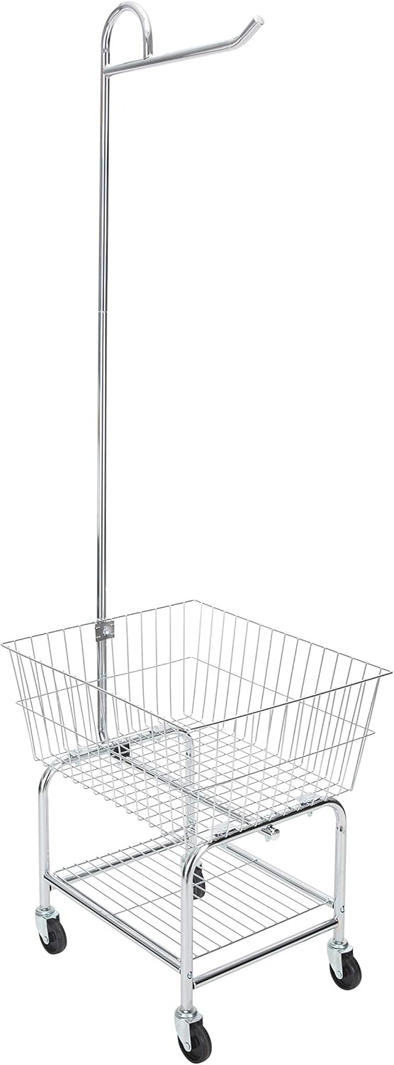 Organize It All Deluxe Laundry Valet, Basket and Clothes Hanger, Rolling Cart