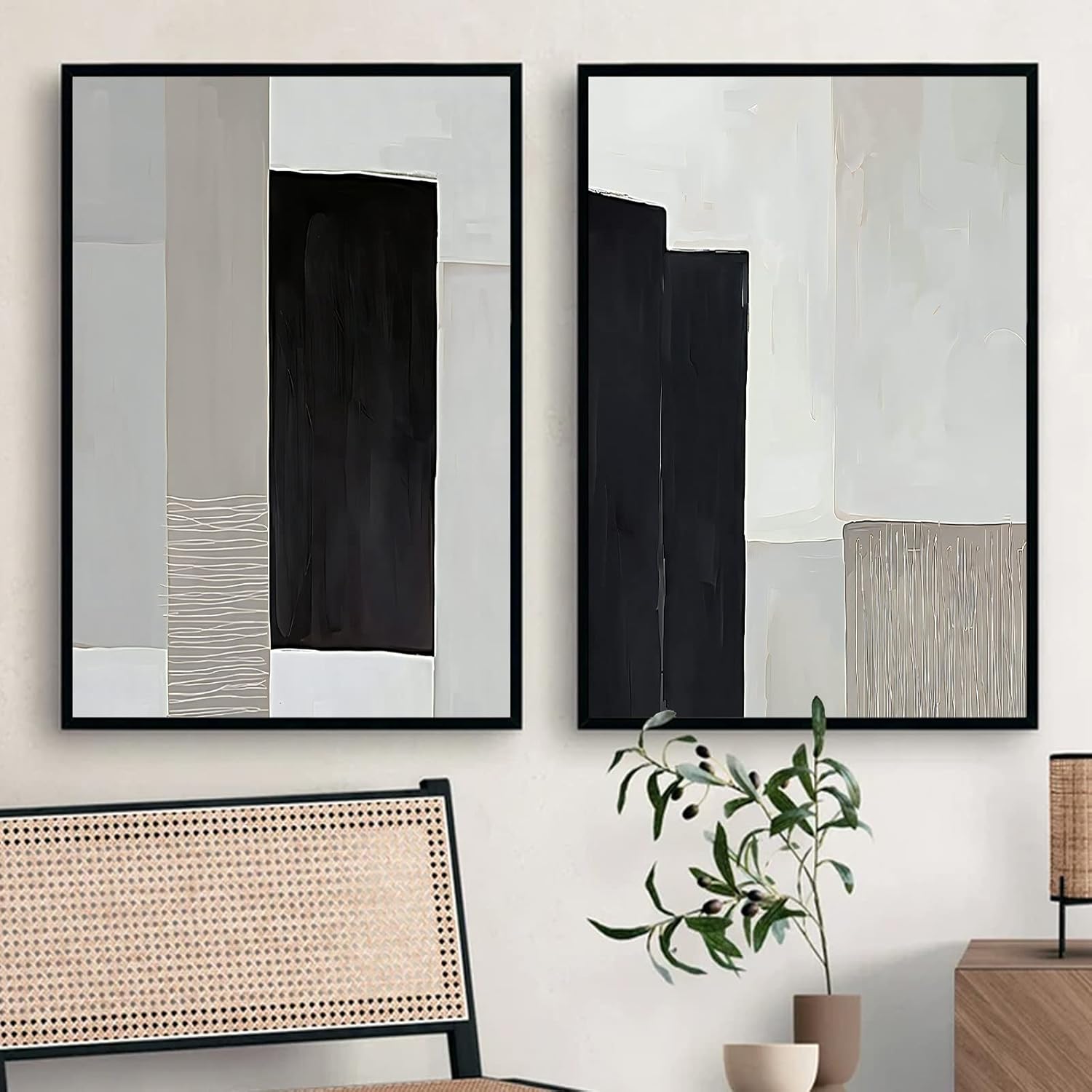 Black White Gray Abstract Wall Art Abstract Geometric