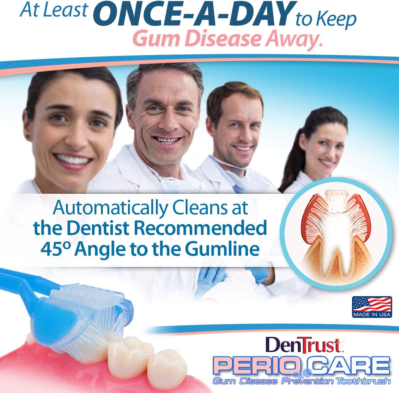 DenTrust 3-Sided Periocare :: at Least Once-A-Day to Keep Gum Disease Away :: Clinically Proven to Prevent Gum Disease & Remove More Plaque from Hard-to Reach Areas :: Fight Gingivitis