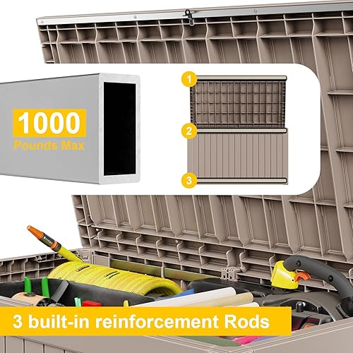 Miniatura 4 de Caja de cubierta  Caja de almacenamiento grande para exteriores de 230 galones, muebles de patio impermeables y plataforma de almacenamiento, con