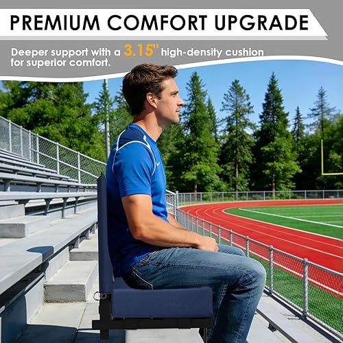 Miniatura 3 de Asientos de estadio con soporte para el respaldo, asiento portátil con cojín extragrueso, silla de estadio plegable con correa para el hombro, cojín