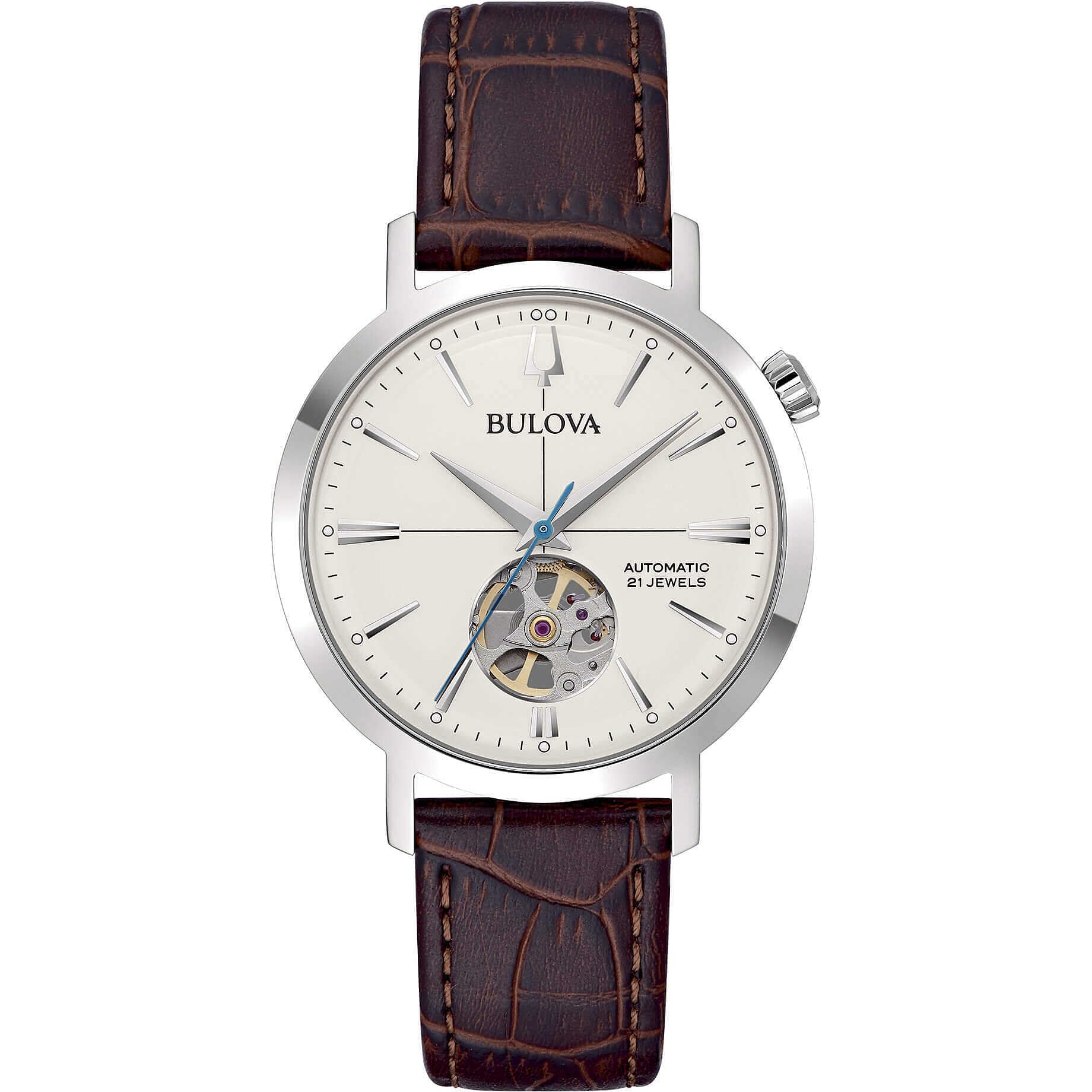Bulova Reloj de hombre 96A318 Colección Aerojet Automatico 38 mm acero piel marrón, marrón, Clásico
