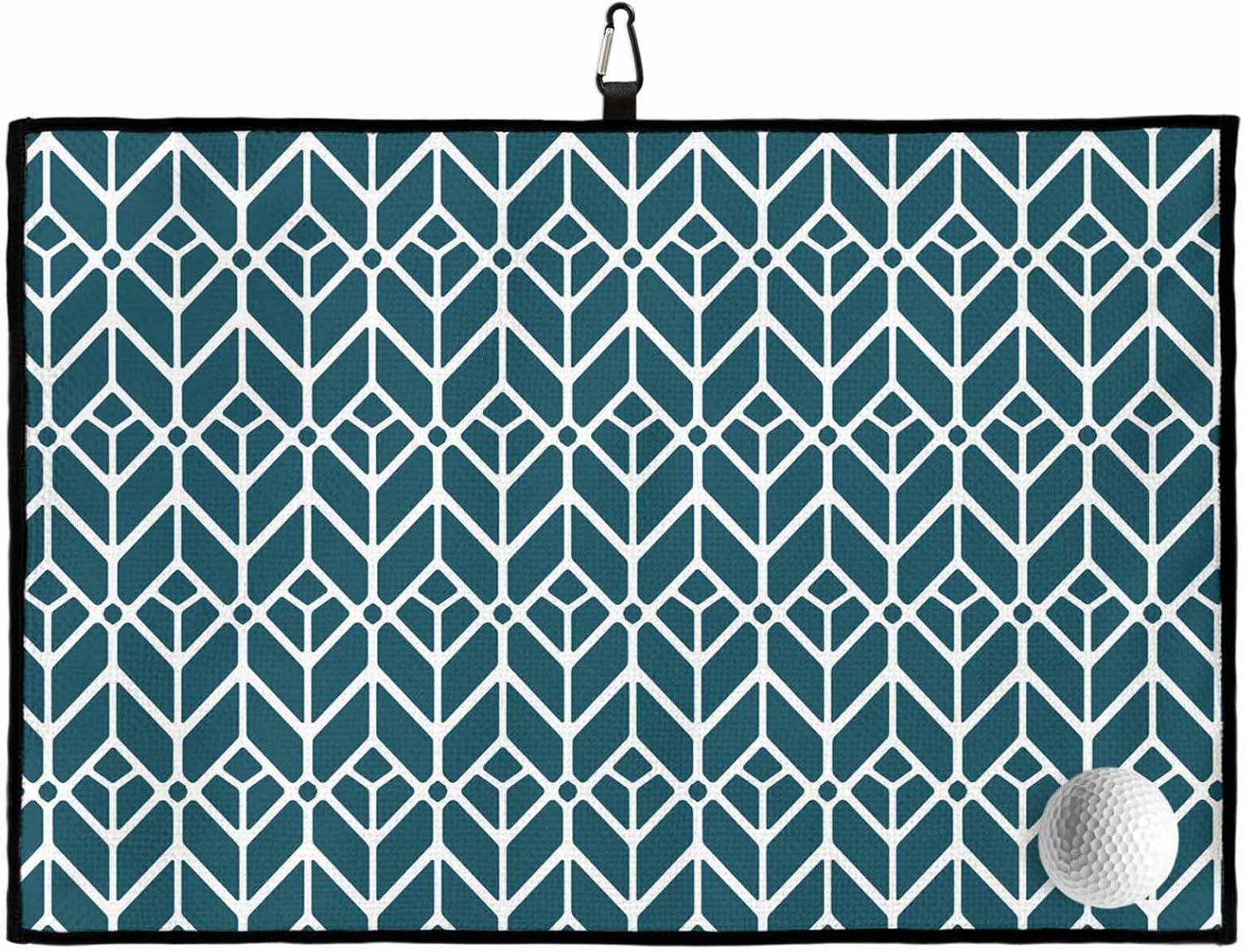 Geometric Golf Towel with Clip, Modern Abstract Lines Texture Teal Large Microfiber Women Men Sports Work Out Disc Golf Bag Towel for Yoga, Gym, Fitness, Swimming Towels Accessory