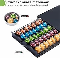 Vista 4 de ZCDCP Nespresso - Soporte para cápsulas Vertuo, cajón de almacenamiento de cápsulas de café de metal negro para cápsulas Vertuoline Orgainzer 50