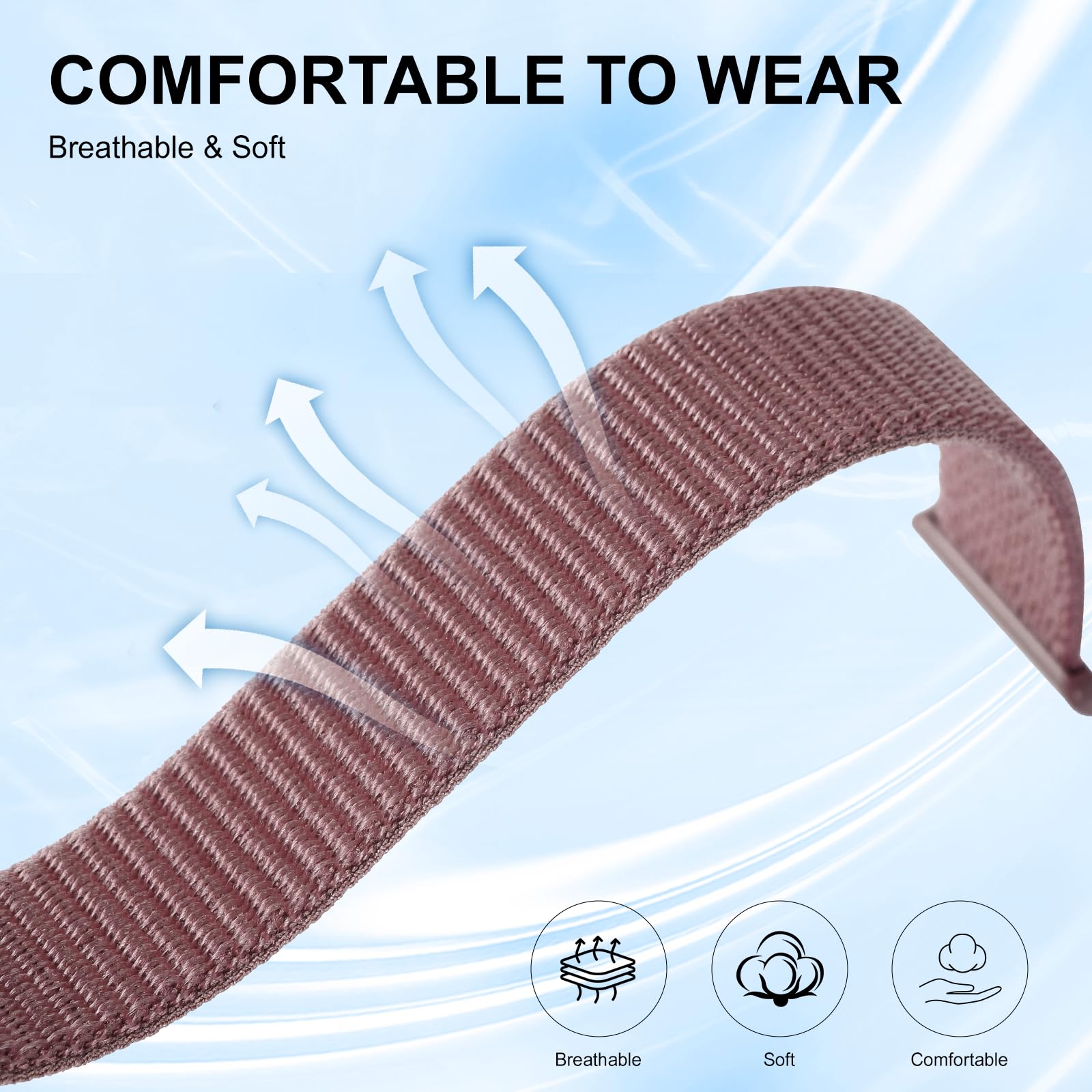ZOOROO Nylon Loop Sport Replacement Bands Compatible with Hume Health Band, Soft Breathable Adjustable Wrist Band for Hume Band Replacement Strap Wristband for Fitness Tracker Women Men — view 3