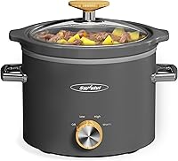 Vista 1 de Sunvivi 2 Quart Slow Cooker, Small Slow Cooker with Removable Ceramic Pot, Slow Cookers Food Warmer with 3 Heating Settings & Dishwasher Safe Glass