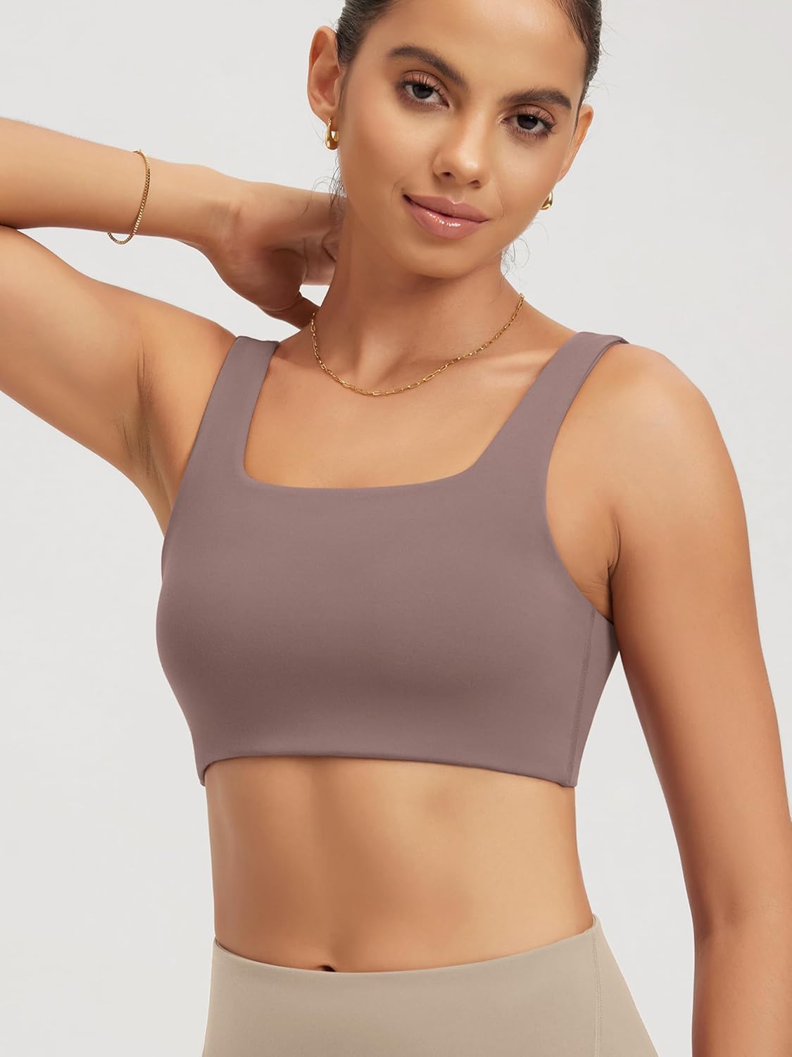 ODODOS Square Neck Sports Bra for Women Wirefree Non Padded Yoga Tank Workout Crop Tops - Image 2