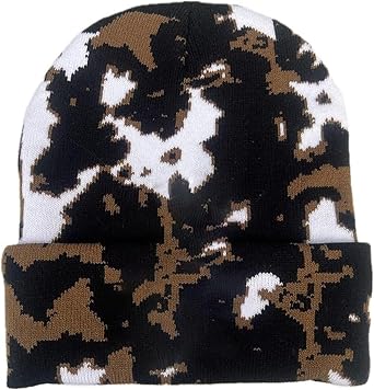 Cow Print Beanie Hats for Women Men Warm Knit Beanies Hat