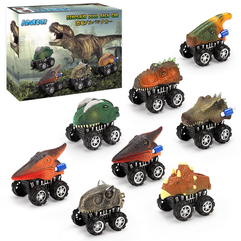 Aqueous Dino Toys Car Toys for 3 Year Old Boys，Dinosaur Cars for 3 Year Old Boy Toys Pull Back Dinosaur Car Toys for 3 Year Old Boys，8Pcs Dinosaur Trucks Pull Back Dinosaur Cars