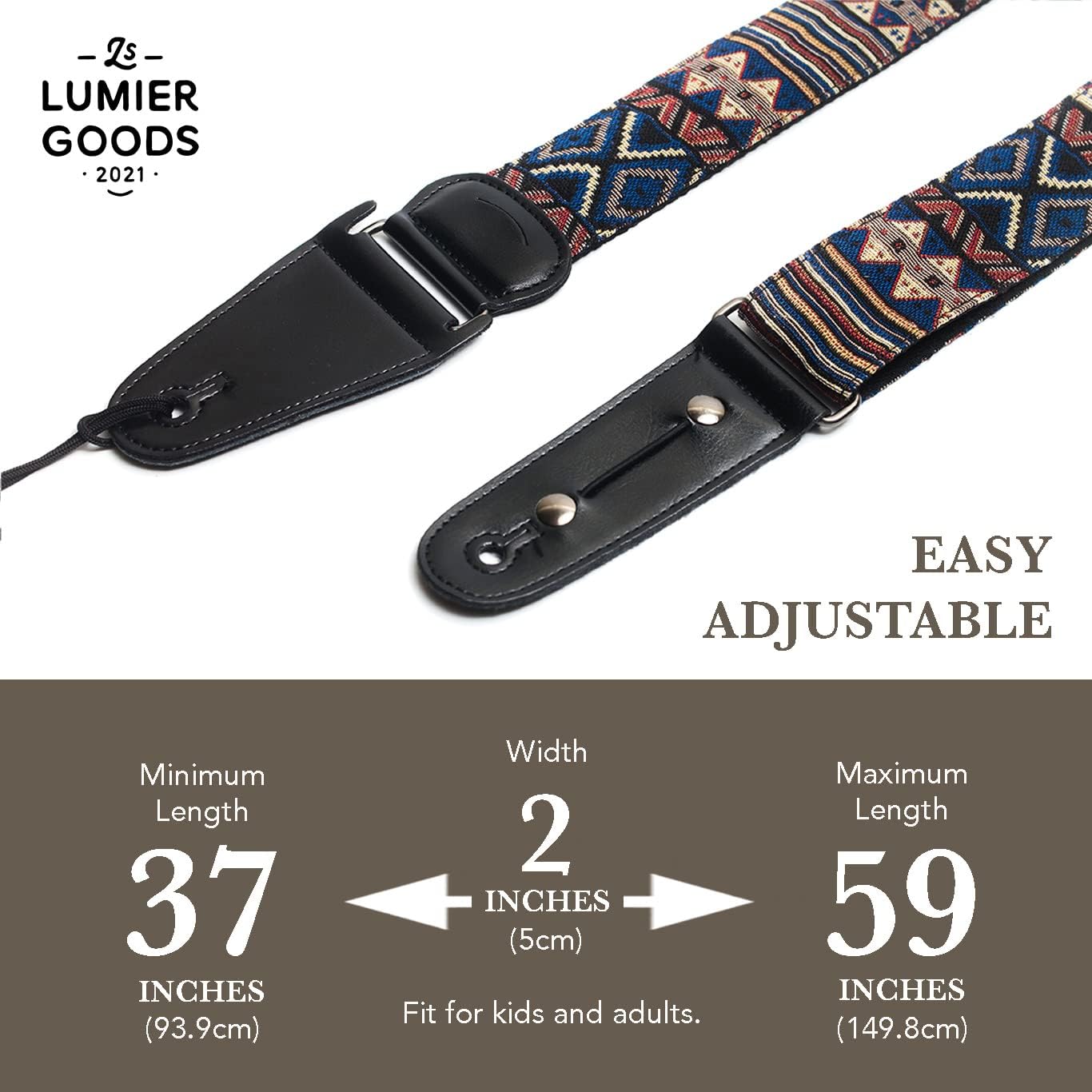 Guitar Strap For Bass, Electric & Acoustic Guitar, Strap Locks Included