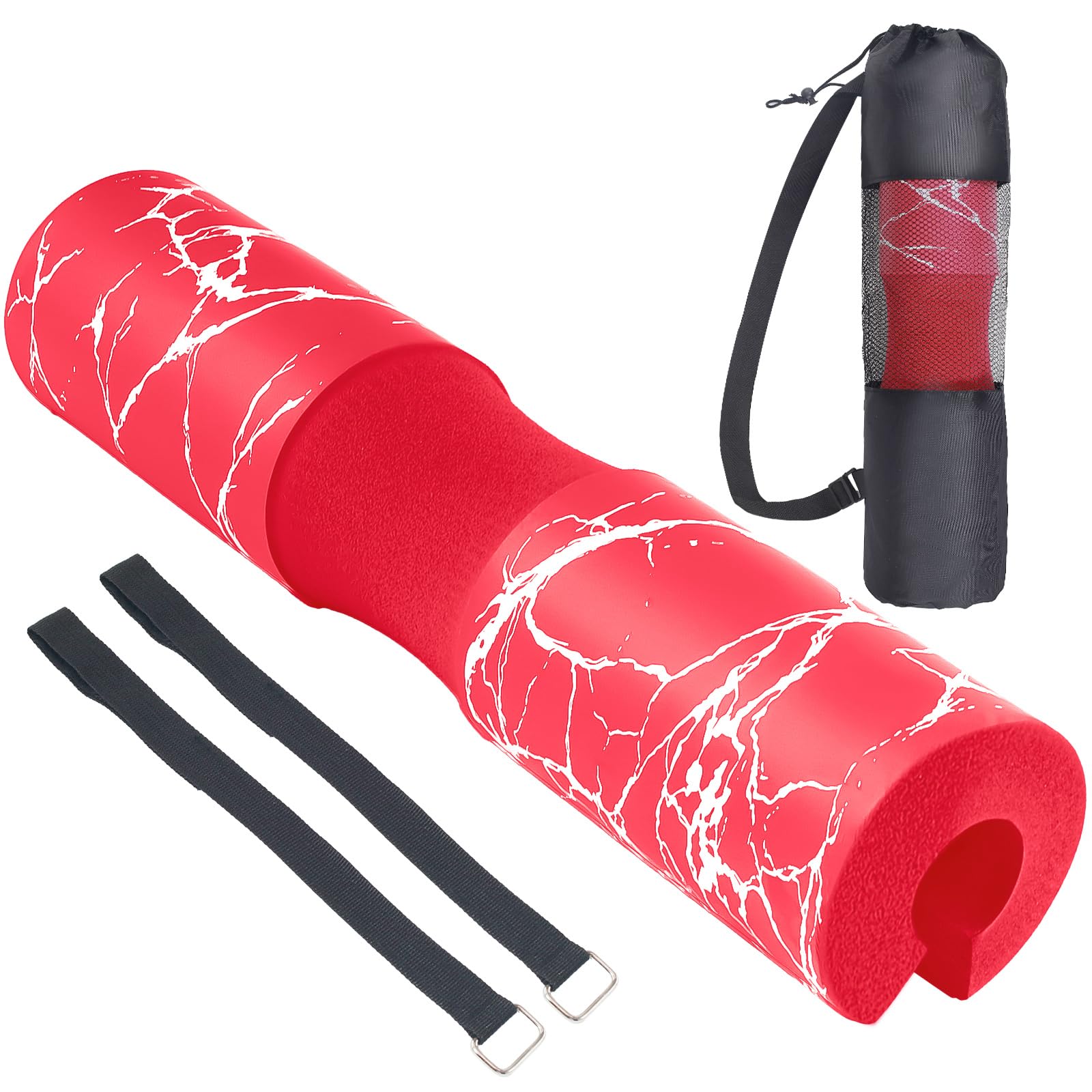 Dickplay Barbell Pad Squat Pad Comfy Extra Thick Foam Padding for Hip Thrusts Gym Fitness Work Out Heavy Duty Weightlifting Comfortable Squats Lunges Glute Bridges Fit Standard and Olympic Bars,Red