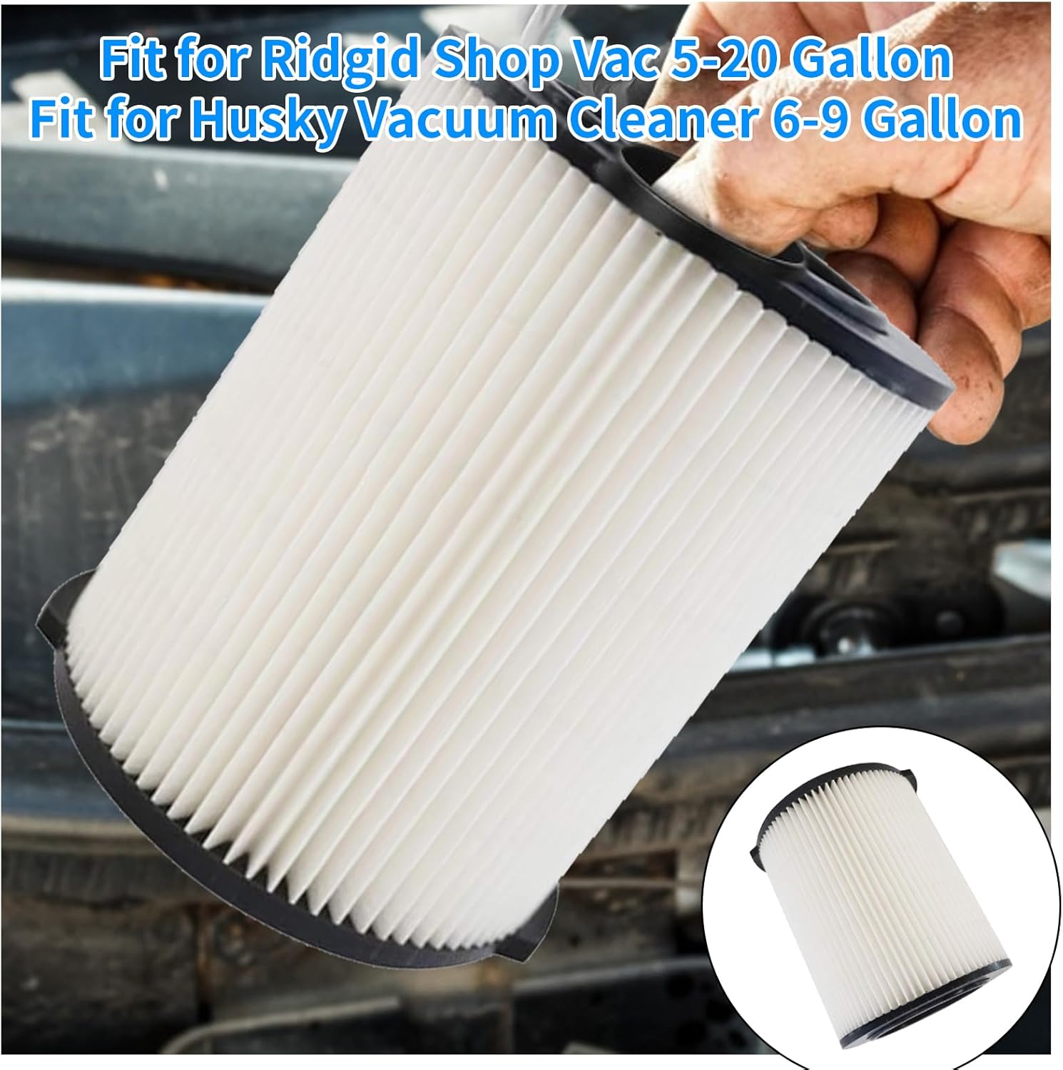 2 Pack VF4000 Filter Replacement for Ridgid for Shop Vac Wet Dry Vacuums 5-20 Gallon 72947 & for Husky 6-9 Gallon Vacuum Cleaners RV2400A RV2600B WD5500 WD0671
