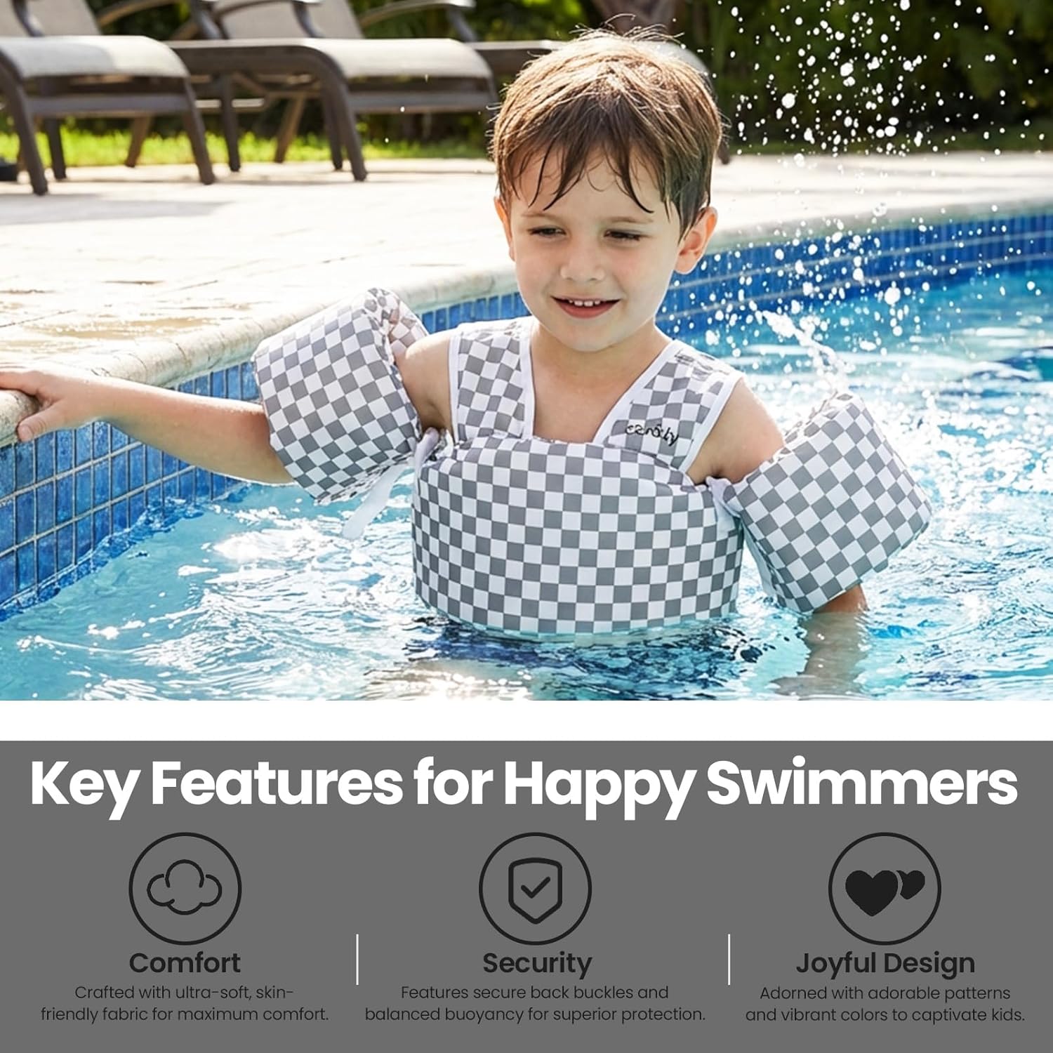 Zeraty Toddler Swim Vest for Kids, Toddler Floaties 2-3-4-5-6, Swim Jacket 25-30-50-66 lbs Detachable Pool Float Kids and Arm Floaties Water Wing Boys and Girls