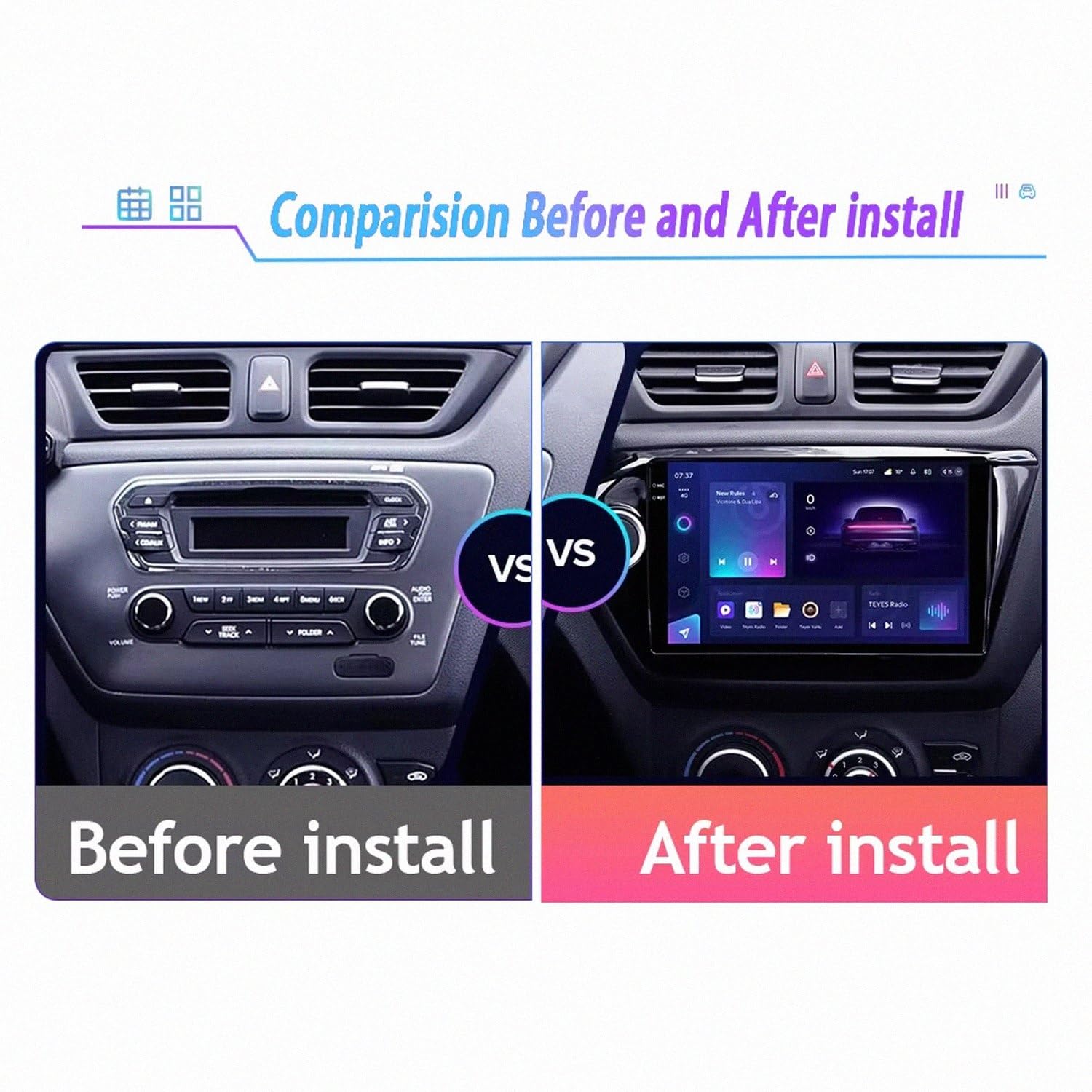 Radio Macchina Touch Screen per Kia RIO 3 2011-2017 Wireless Carplay Android Auto Stereo Auto Bluetooth Ips con Pantalla Táctil con Gps, 8 Nucleo 8G+256G