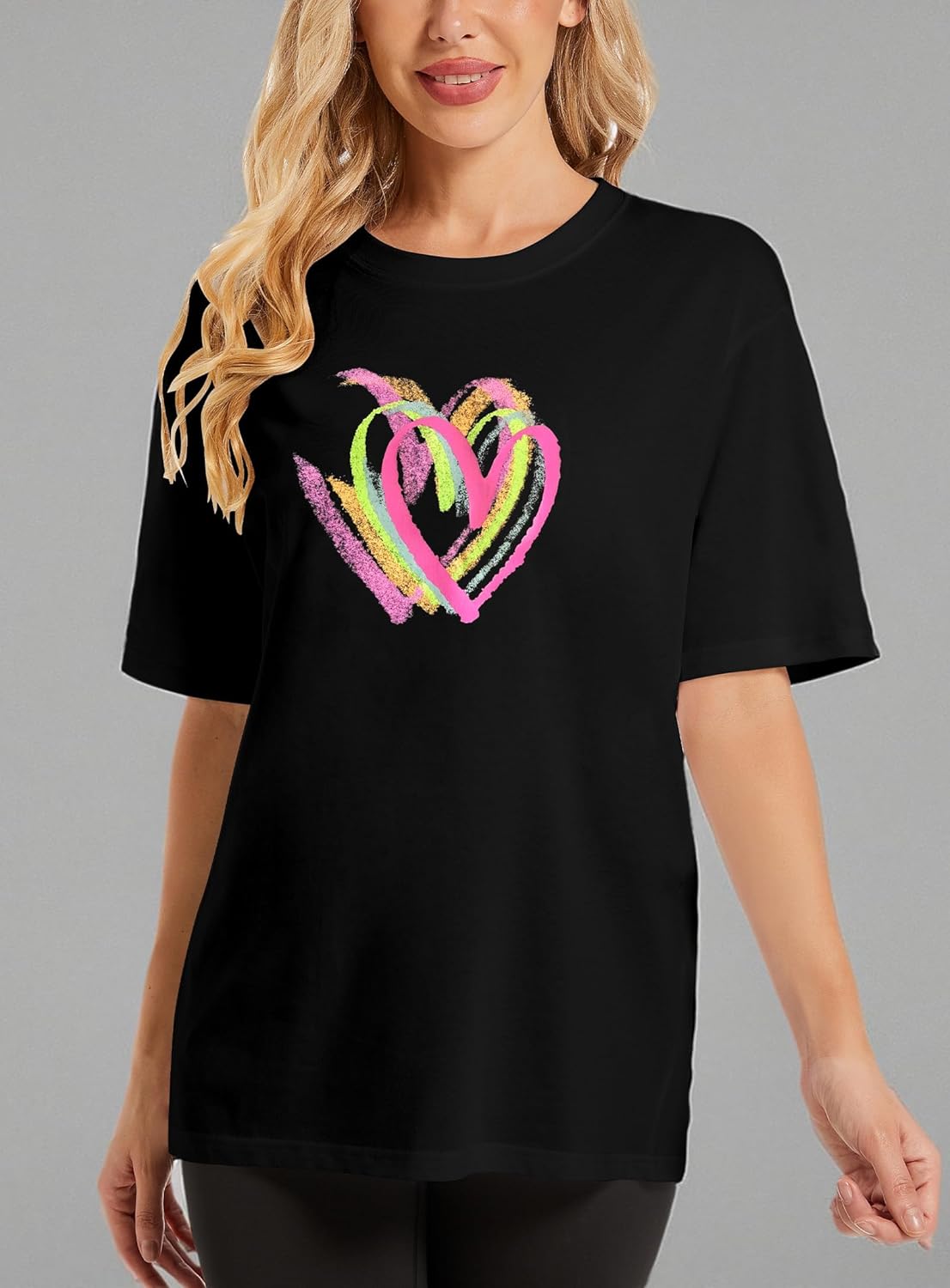 Women's Heart Graphic Tees 2025 Summer Tops Cute Cotton Casual Short Sleeve Crewneck T Shirts - Image 7