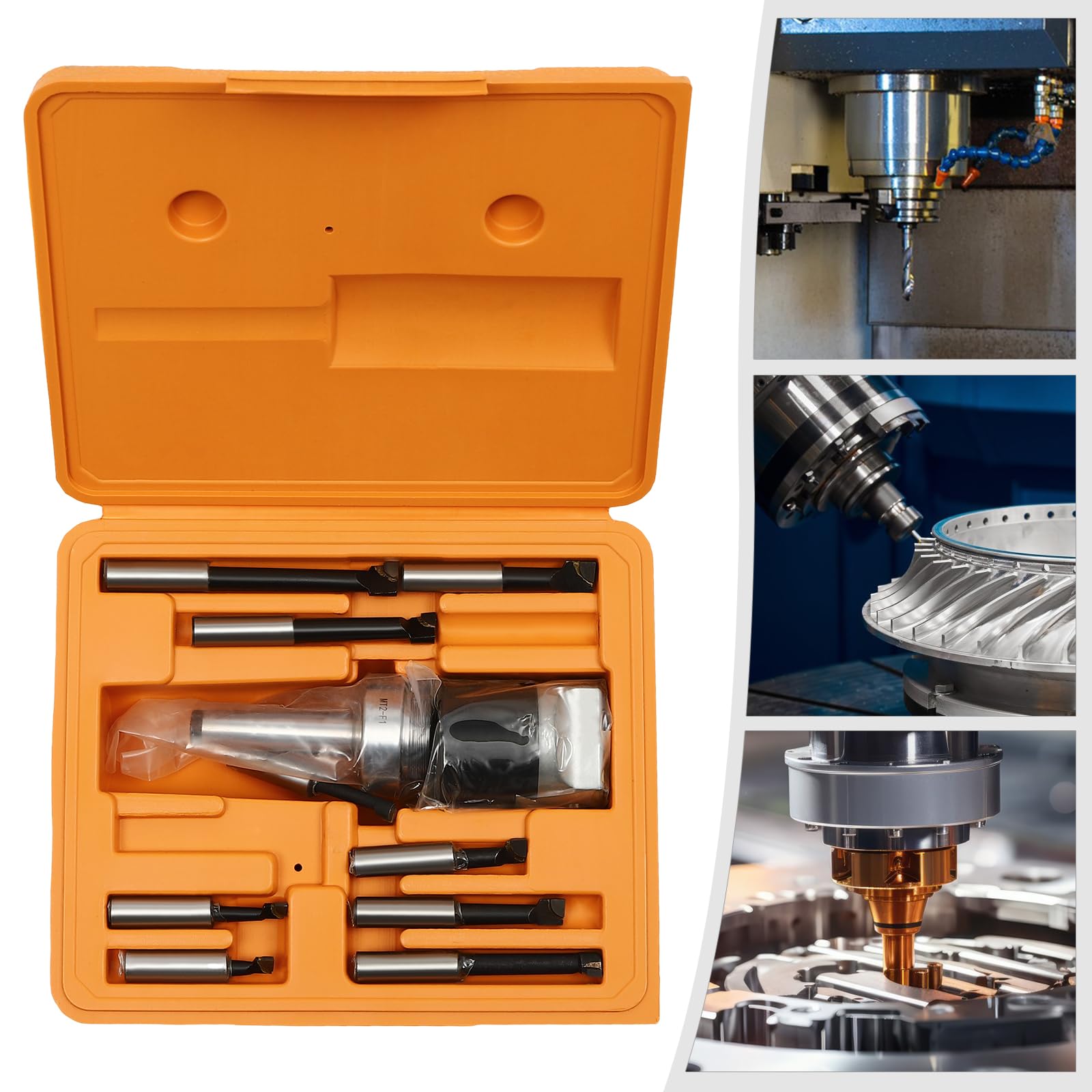 Ausdrehkopf Set, Bohrkopf-Set mit 9 Stück Langweiliger Stangen in Verschiedenen Größen M12 Gewinde Genauigkeitsbereich 0-40mm für Fräs- und Bohrmaschinen