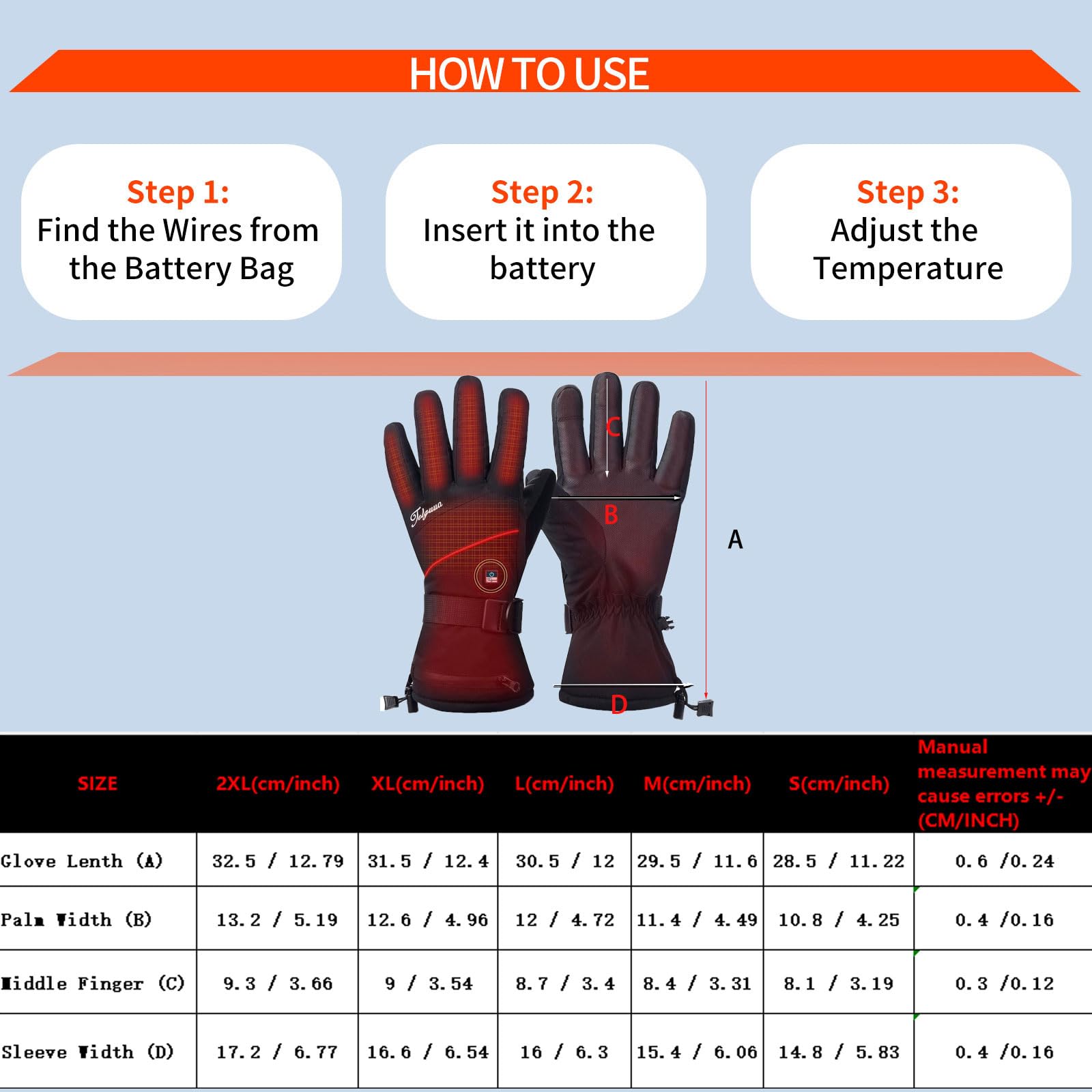 Gants Chauffants pour Femme et Homme - Touchables à l'Écran avec Batterie Rechargeable 5500mAh, 3 Températures Réglables - pour Moto, Cyclisme, Ski