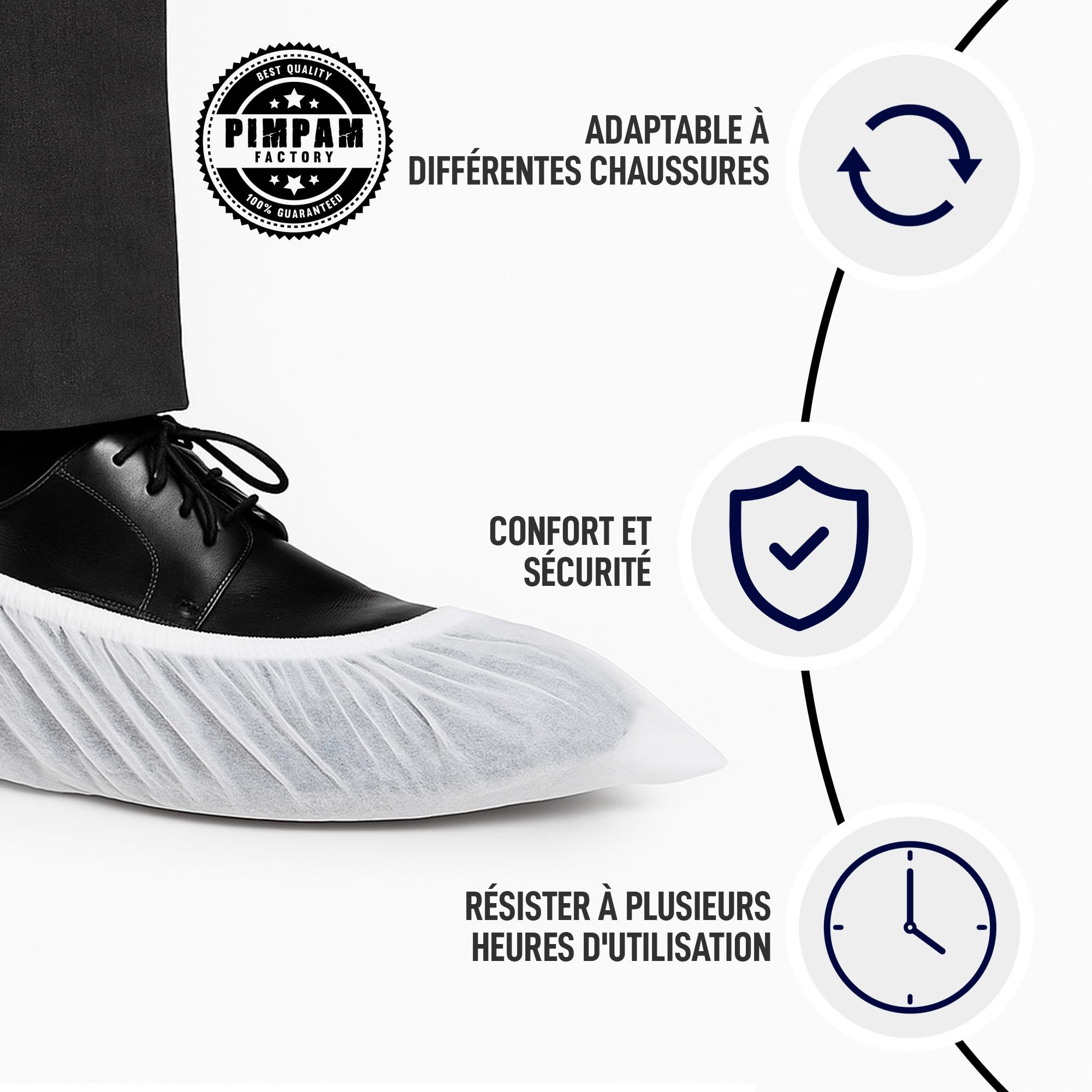 PimPam Factory - Couvre Chaussure Impermeable (Pack 100) - Sur Chaussure Jetable Pour Usage Médical, Industriel Ou Domestique - Surchaussures Jetables Bleu Et Surchaussures Résistantes À L’Eau