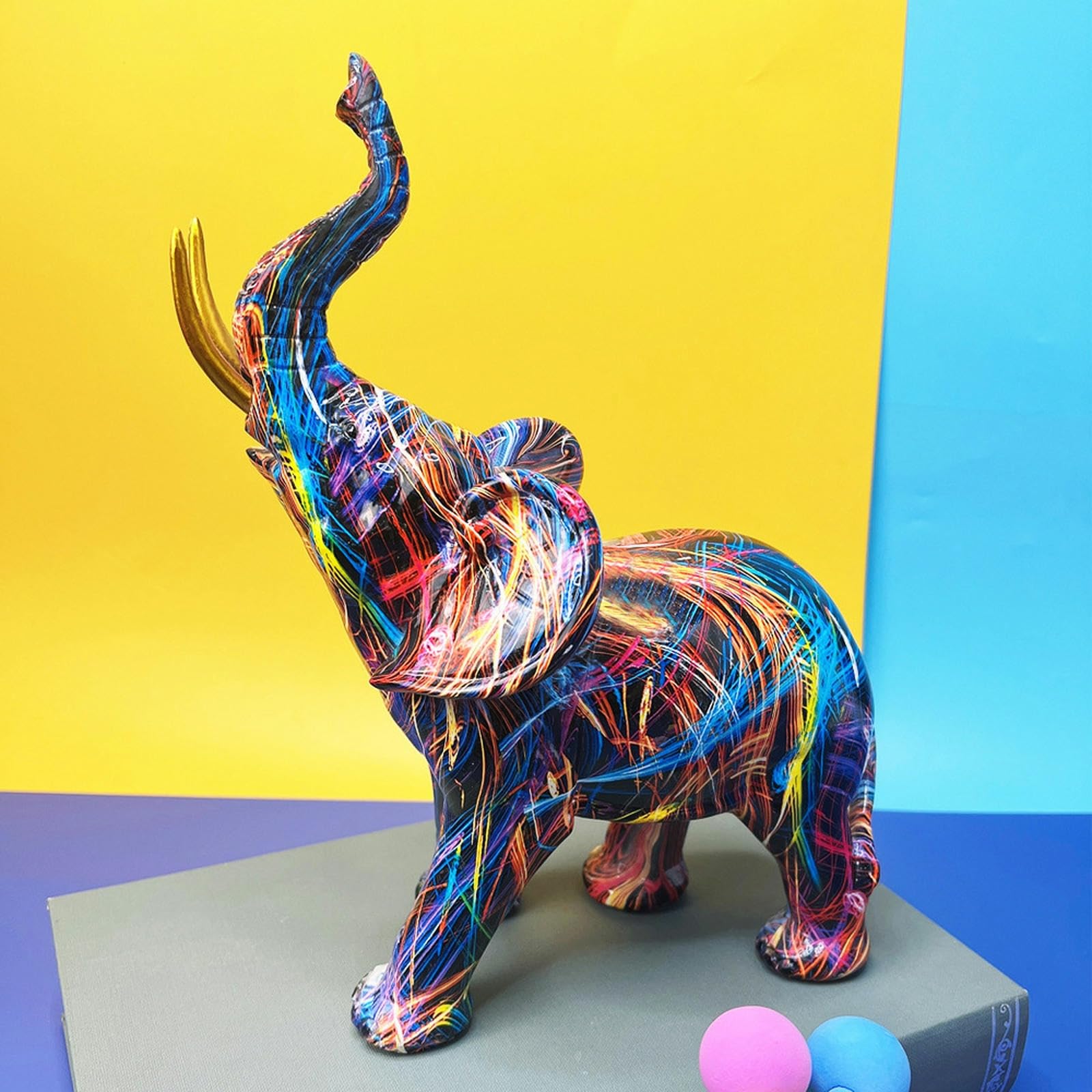 Graffiti-Elefanten-Statue Aus Harz – Bunte Deko Für Wohnzimmer, Büro Oder Schlafzimmer, Kreatives Kunstwerk Als Hingucker