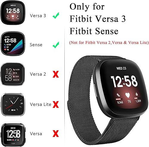 Miniatura 4 de Amzpas Correas compatibles con Fitbit Versa 34 Fitbit Sense  Sense 2, pulsera magnética ajustable de malla de acero inoxidable transpirable para