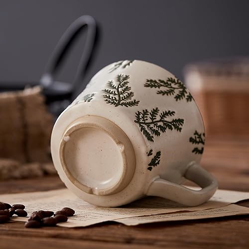 Miniatura 6 de Juego de 4 tazas de café de cerámica vintage de 12 onzas, hechas a mano, cerámica, campo, granja, otoño, tazas de té con mango grande para café con