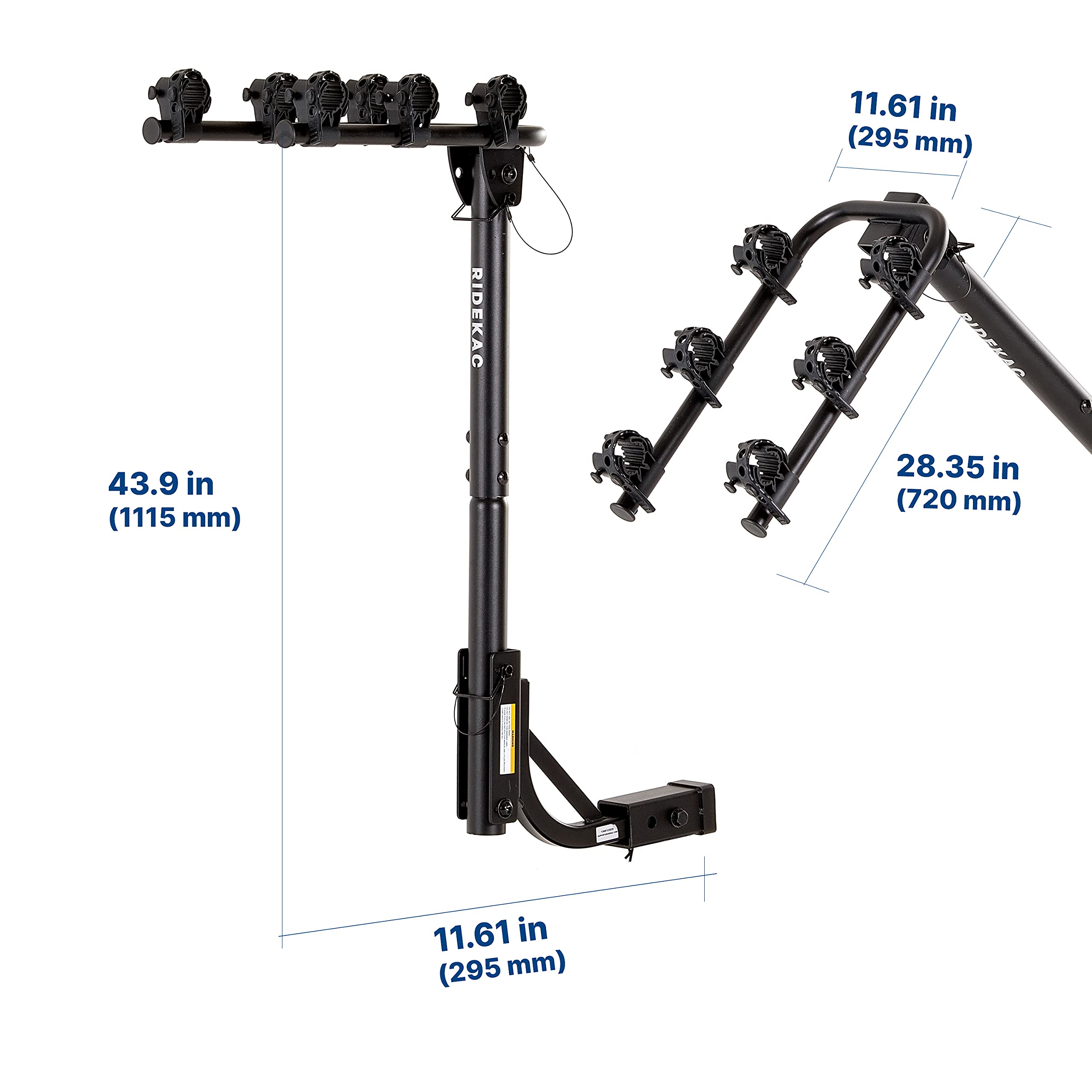 Ride KAC S3 Hitch Mounted 3Bike Suspension Rack, Quick Release Handle, Double Folding, Smart