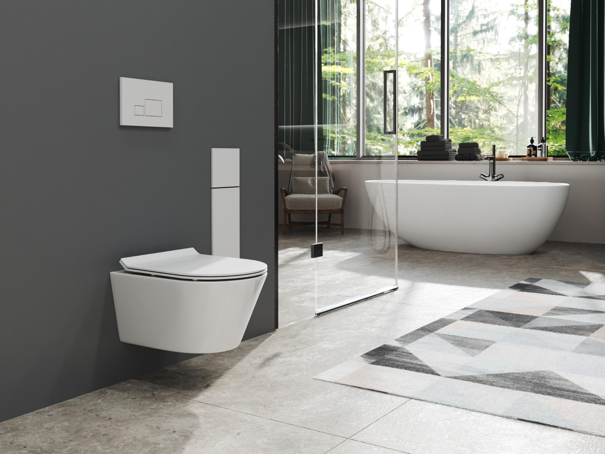 Beta CT2070V - Inodoro sin bordes, color blanco, cierre suave, nano-revestimiento, ideal para baños pequeños