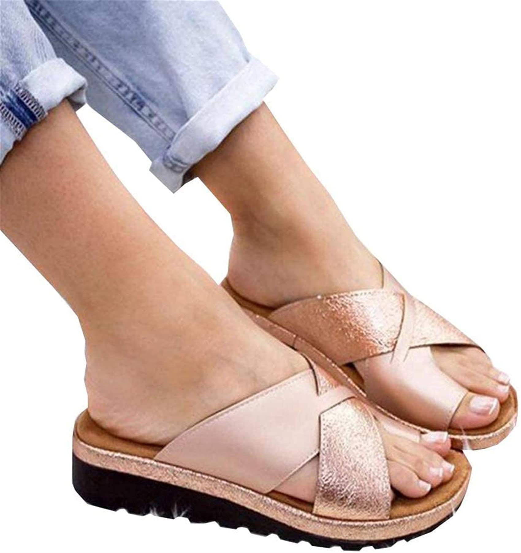 Sandalias de cuero de diseño ortopédico exclusivo con acabado dorado elegante 4