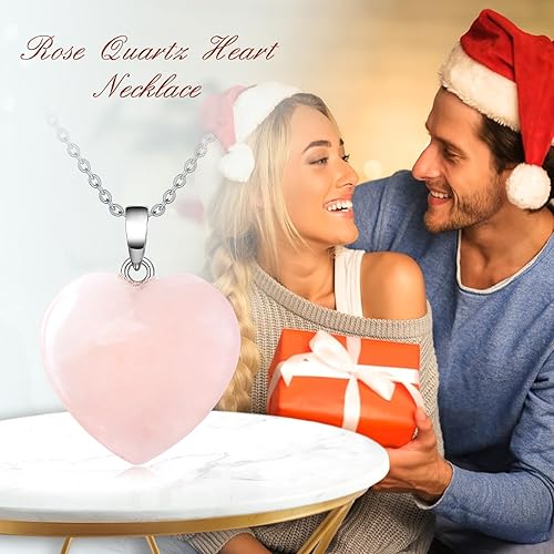 Miniatura 5 de VIJASHOP Collar de corazón para mujer, dije de piedra preciosa de corazón, cristal curativo, colgante de energía, joyería de corazón, collar de