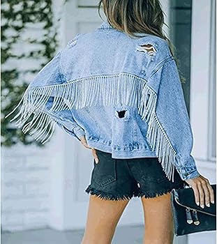 Fransen jeansjacke Clearance