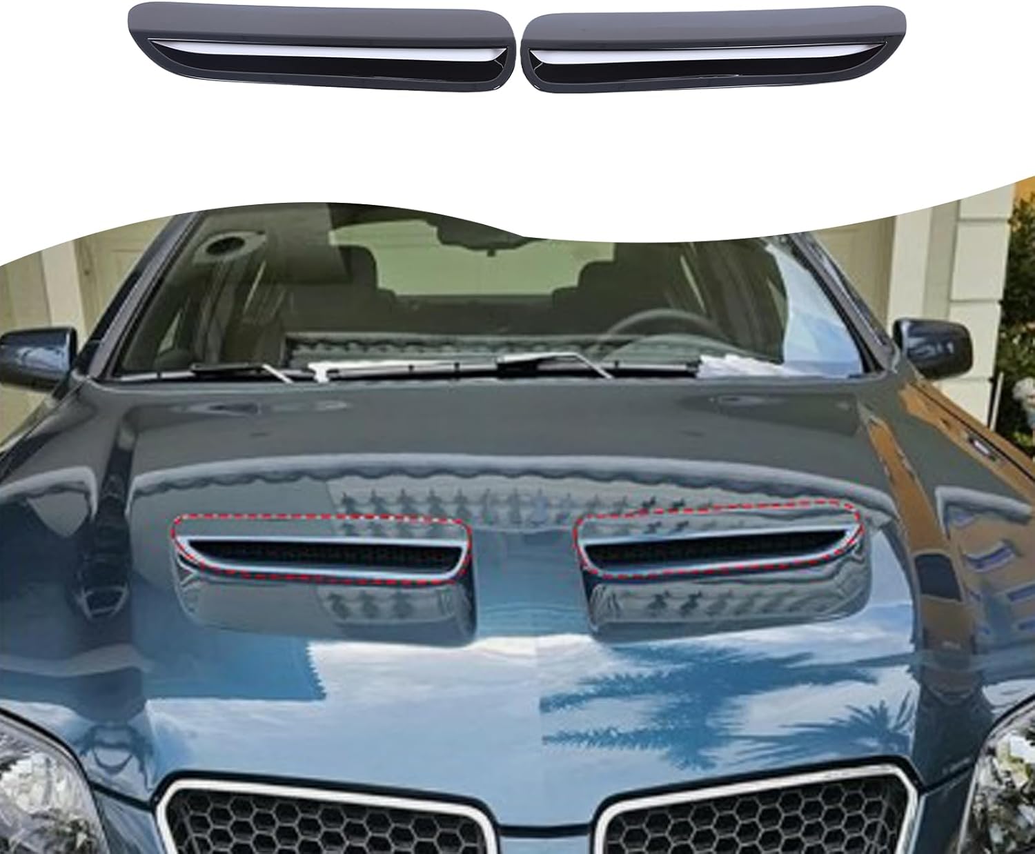 Car Engine Hood Air Outlet Vent Cover Trim Compatible with Pontiac G8 08-09/Holden Commodore 06-12 ABS Front Engine Hood Vent Air Moulding Cover decoration (Piano Black)