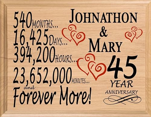 Miniatura 50 de Placa de regalo personalizada para el primer aniversario, regalo de boda para esposa, marido, pareja, él, ella, madera maciza, fabricado en los