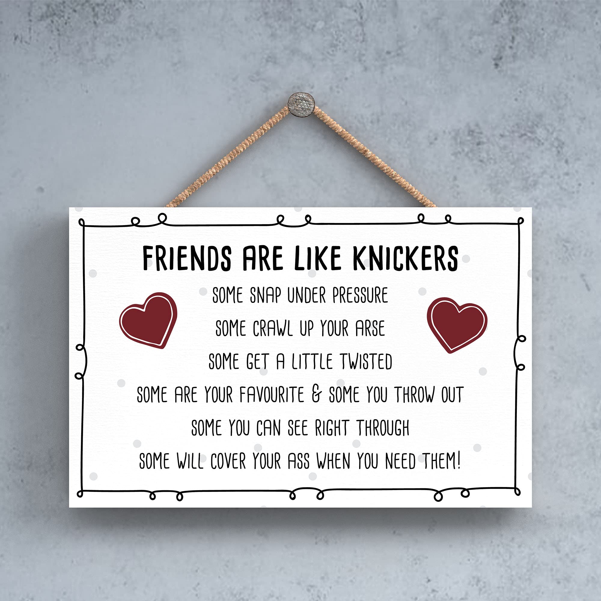 Global Designs Plaque Sarcastic Humour Sign Toilet Paper Jogging Friends Are Like Knickers Fun (79548 Knickers)