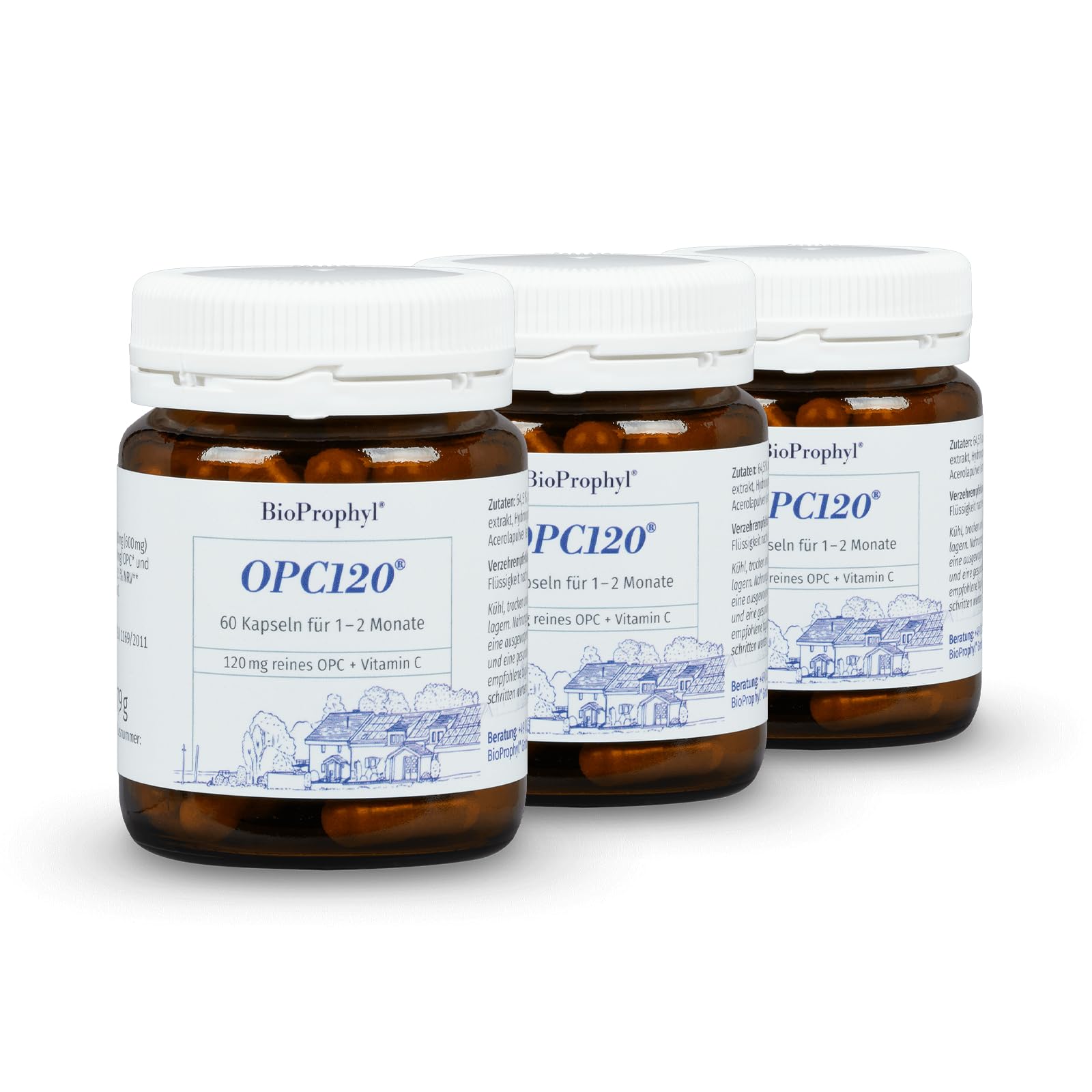 OPC120 Drei-Monatspaket - Das Original - 120 mg reines OPC aus 300 mg Traubenkernextrakt in außergewöhnlicher Qualität - hochdosiert und zertifiziert - mit Vitamin C aus der Acerolakirsche