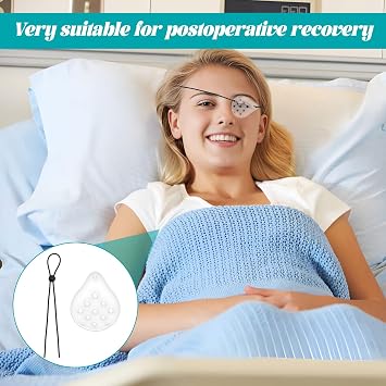 Eye Shield After Cataract Surgery, 4 Pcs Breathable Eye Shield, Transparent Eyes Protection with Adjustable Strap, Plastic 9 Hole Eyes Patches for Adults Medical for Surgery Covering After Surgeries