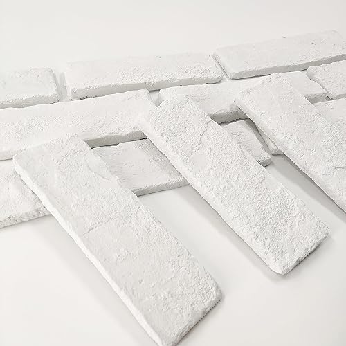 Miniatura 5 de 40 chapas de ladrillo fino blanco, ladrillo de pared de 2.4 x 7.9 pulgadas, ladrillo sintético 3D para salpicaduras de cocina, chimenea, sala de