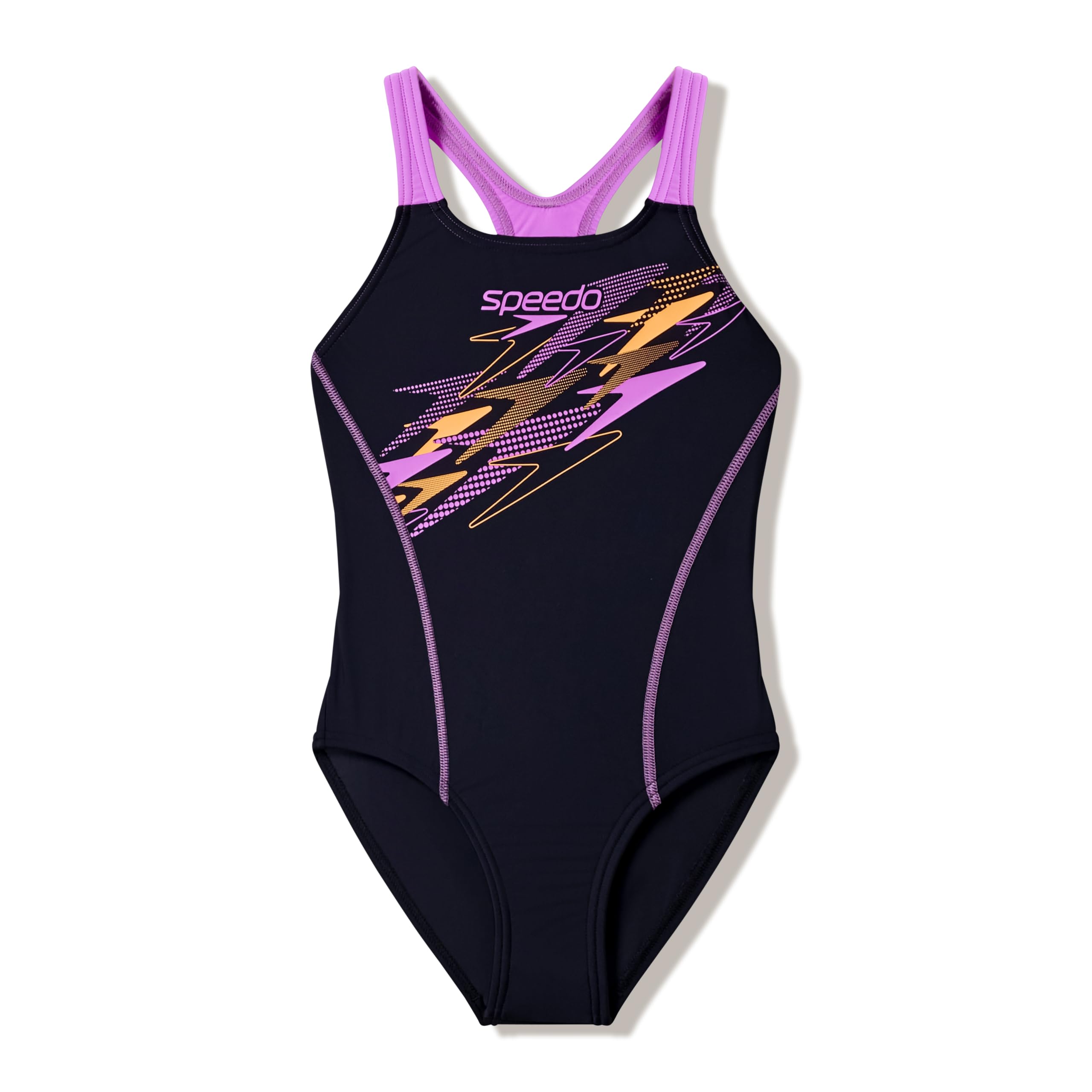 Speedo Girls Medley Logo Medalist Swimsuit, Black, Size 7-8 Years