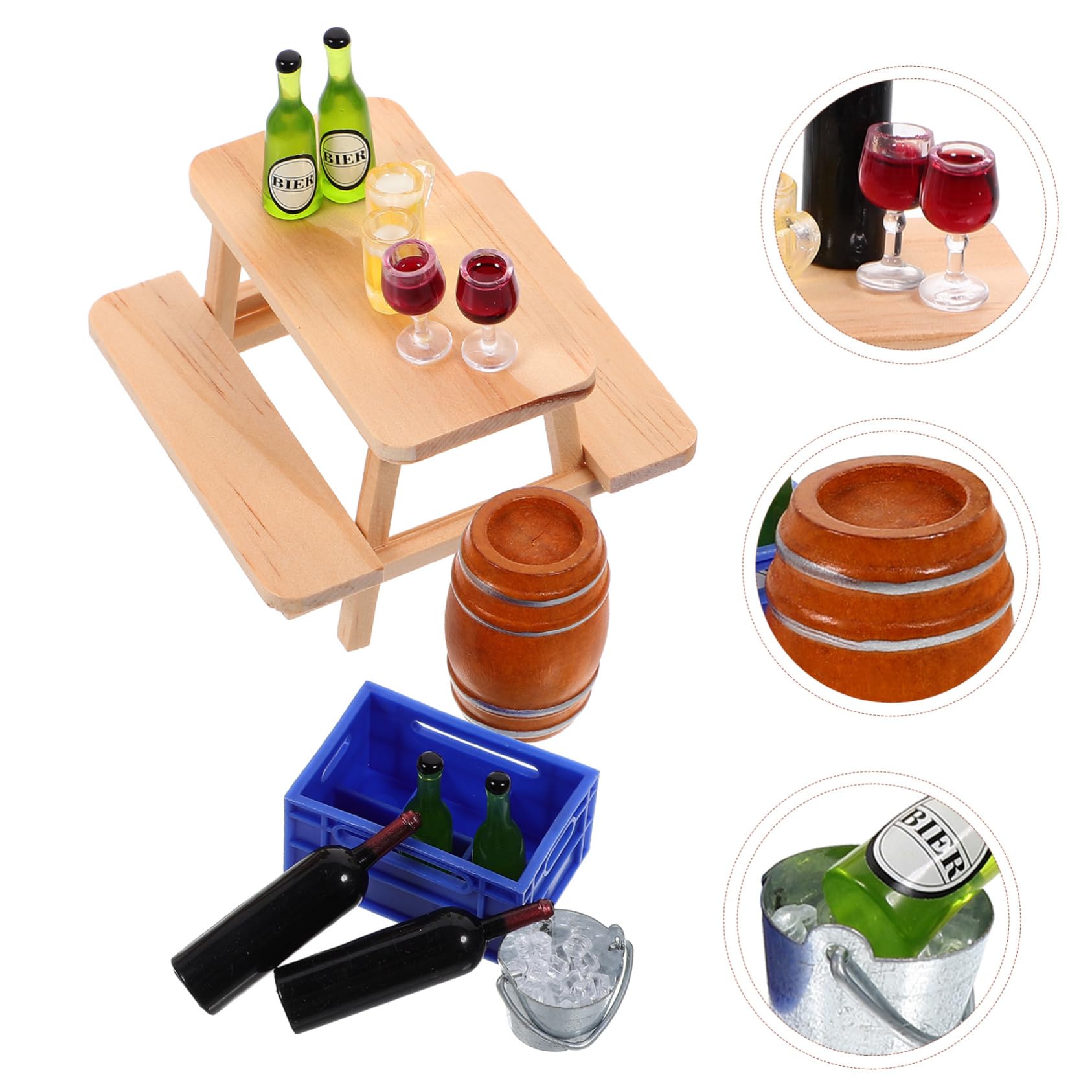 Harz Miniatur Bierflaschen & Eiskübel Set | Maßstab 1:12 | Für Puppenhaus Oder Deko