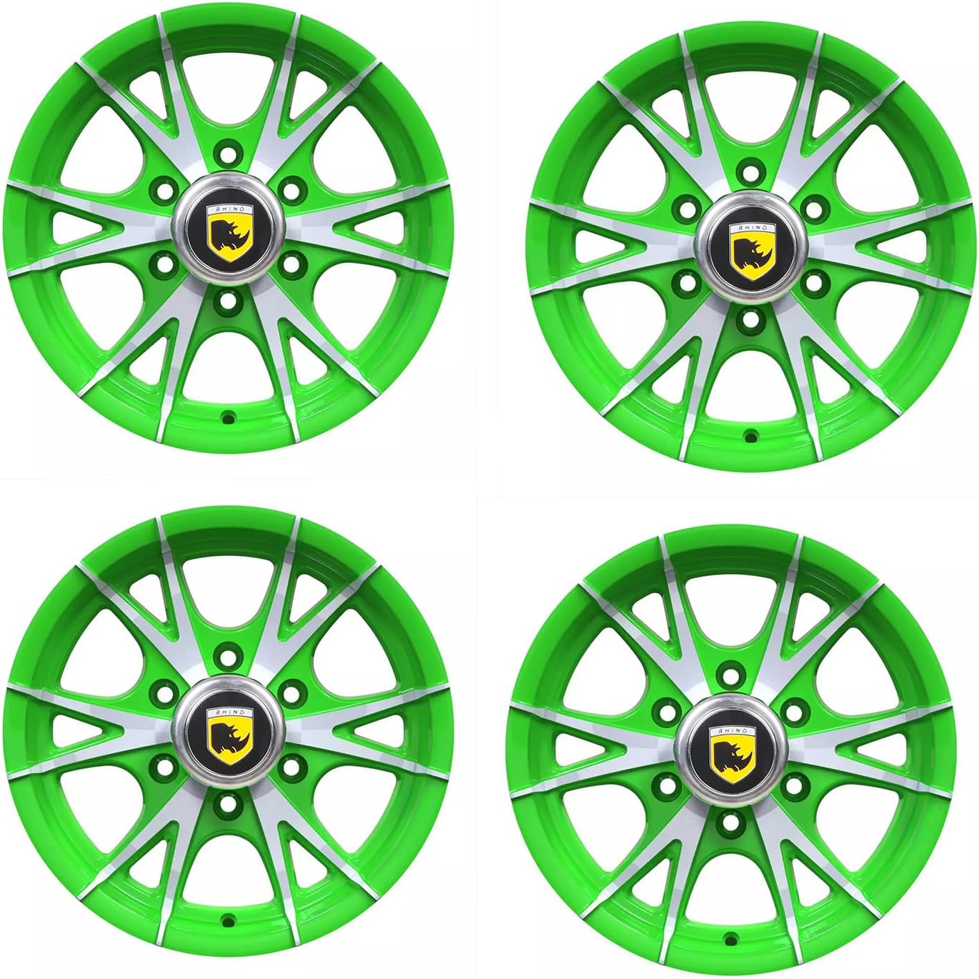 4 Pcs 15x6 6x5.5 Premium Aluminum Trailer Wheel 6Lug Green Machine Trailer Rim