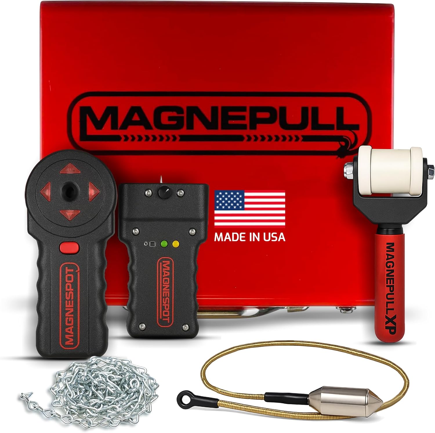 Magnepull XP1000-MC-XR-1 Magnetic Wire Puller for Electrical Tools W/Flexible Steel Leader & Magnespot Reference Point Locator for Locating Drill Spots Through Walls or Floors