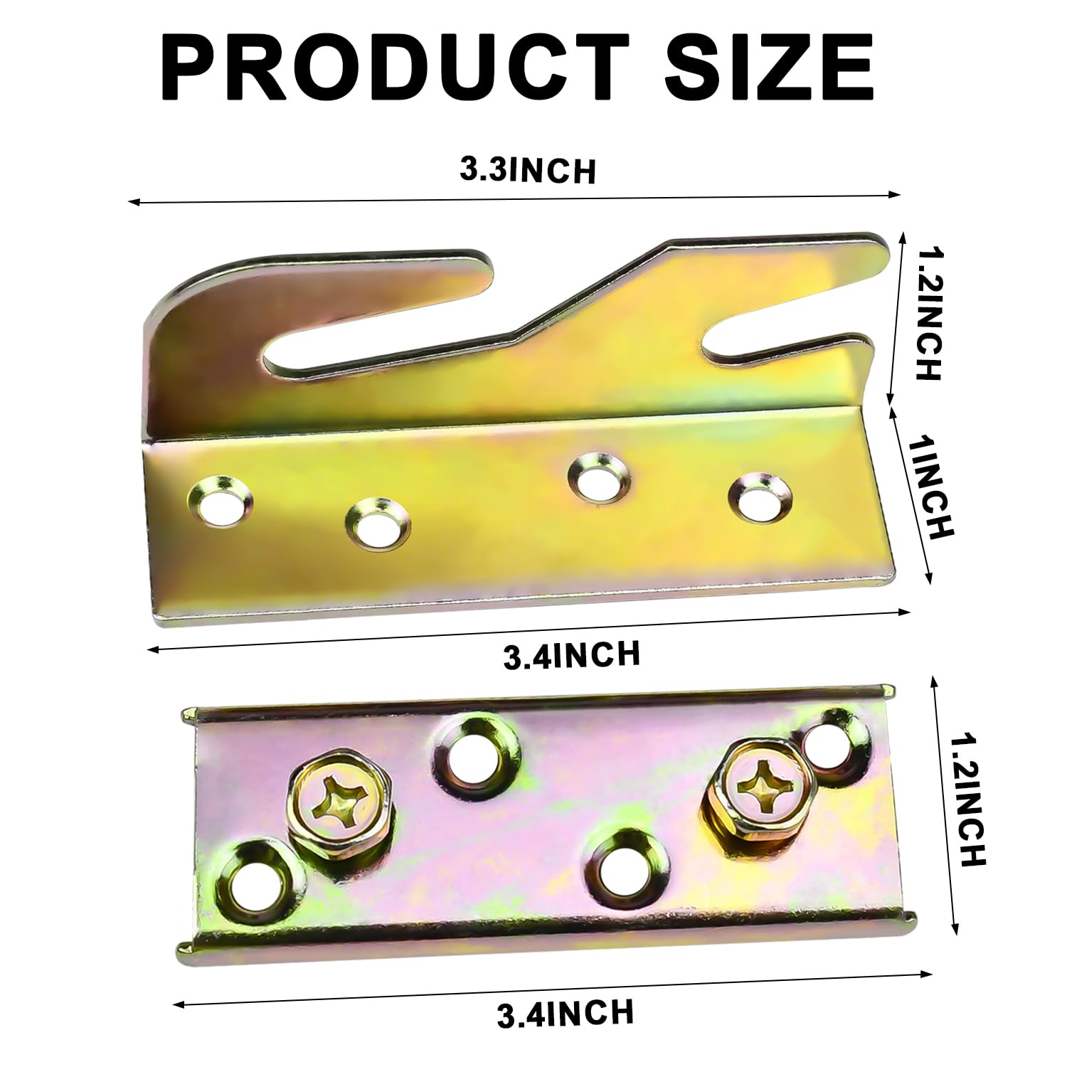 Bed Rail Brackets Set of 4 - Heavy Duty Bed Frame Hook Brackets for Headboards & Footboards, Universal Bed Rail Fittings with Screws Included, Easy Installation