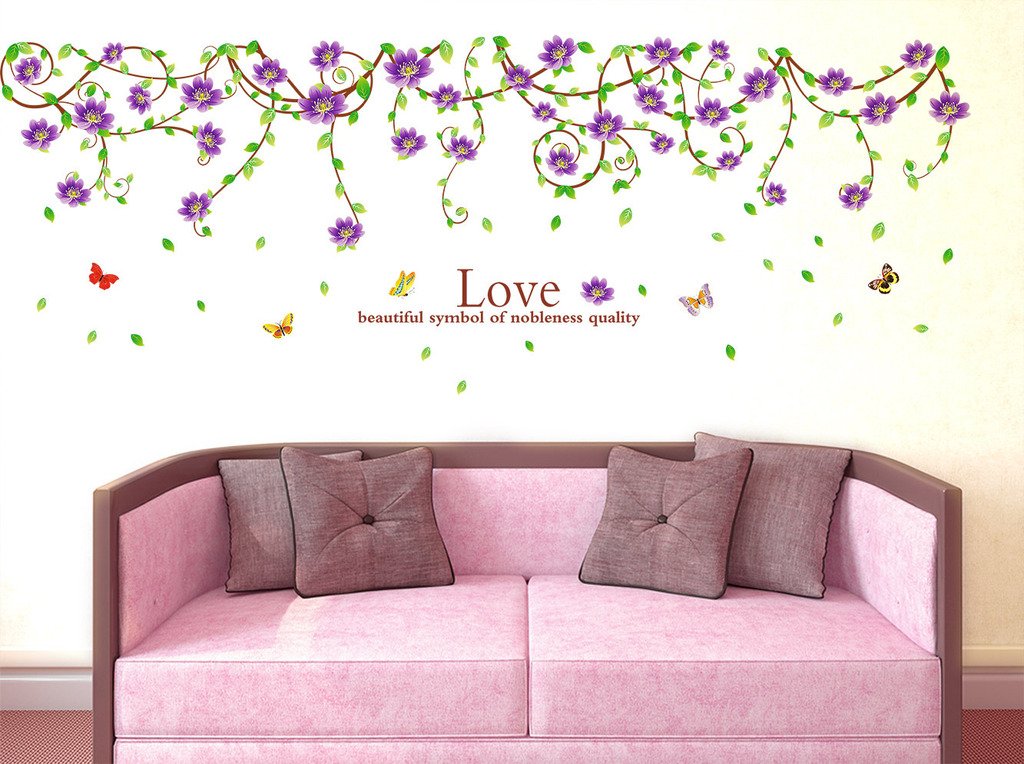 Decals Design 'Beautiful Clematis Barbara Dibley' Wall Sticker (PVC