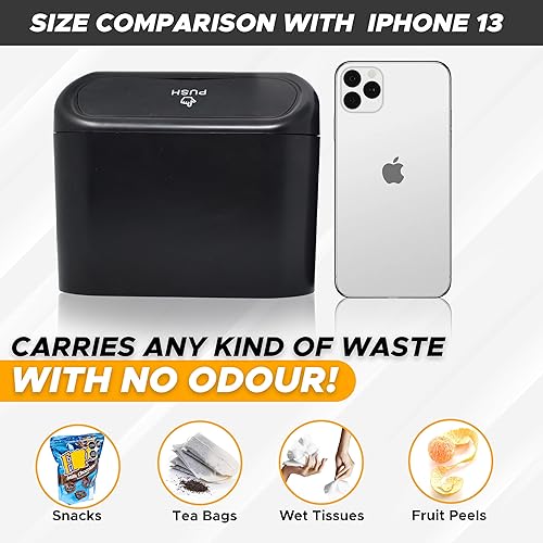 Miniatura 5 de EcoNour Basurero para automóvil con tapa, bolsa de basura desechable, contenedor de basura portátil para puerta lateral y asiento trasero,