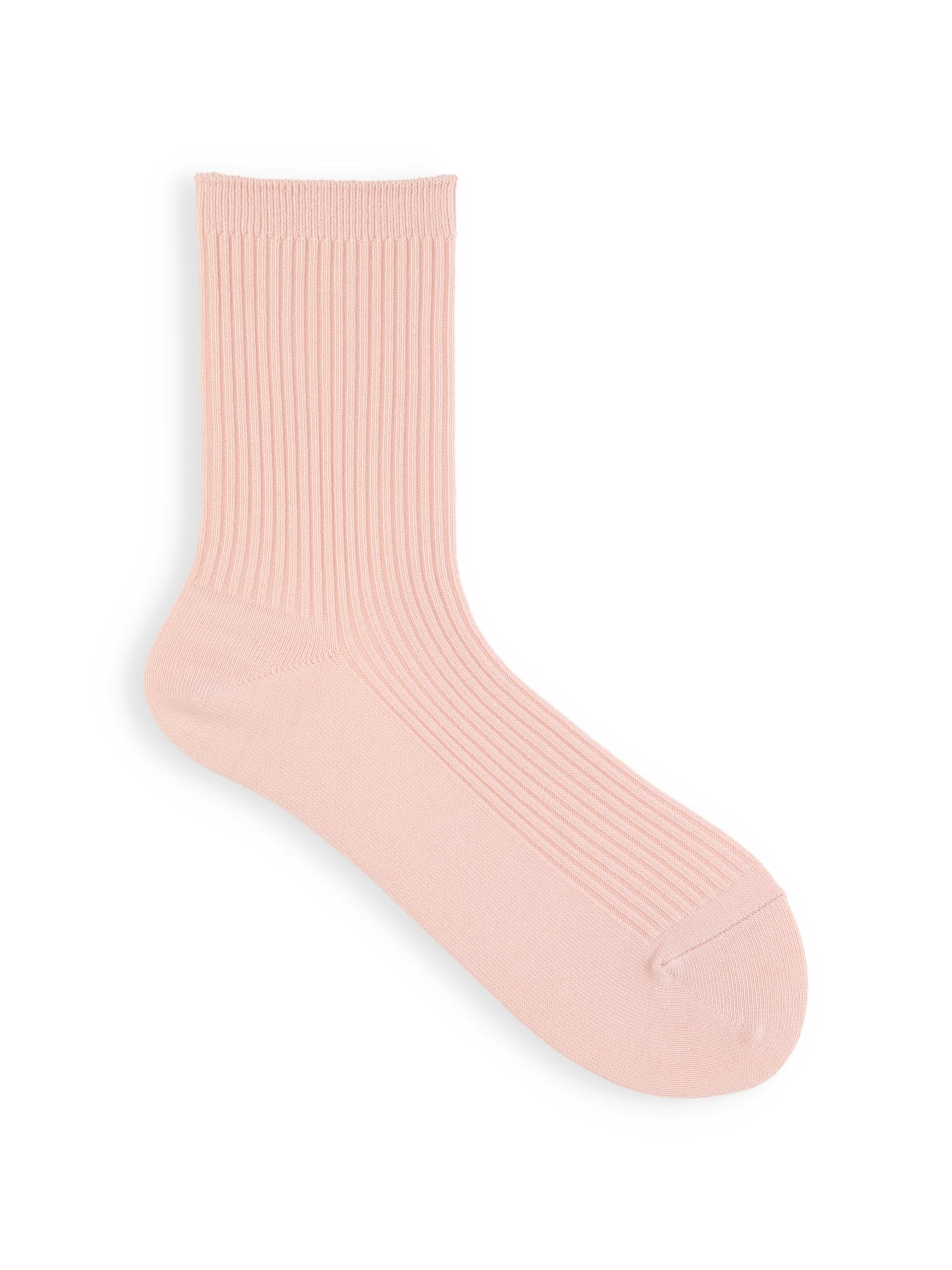 Tabio Made in Japan Women 2x2 Rib Crew Socks Cotton Blend Plain