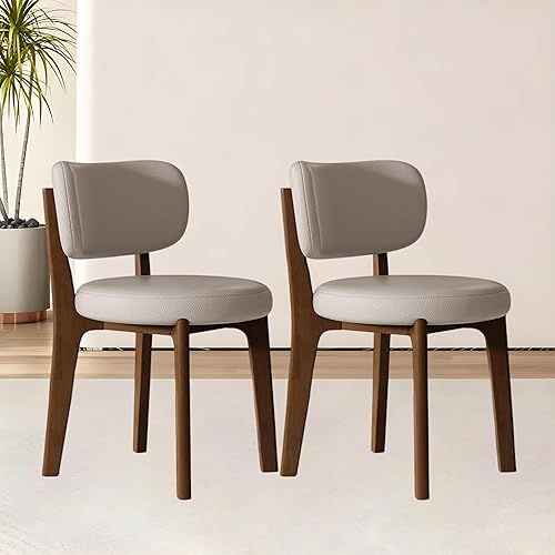 Juego de 2 sillas de comedor modernas, de mediados de siglo, cómodas sillas laterales tapizadas de madera maciza, adecuadas para cocina y comedor,