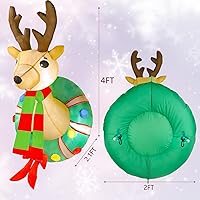 Vista 2 de Juegoal - Corona inflable de Navidad de 1.2 m con Rudolph, reno iluminado con luces LED integradas, decoración de Navidad para interiores