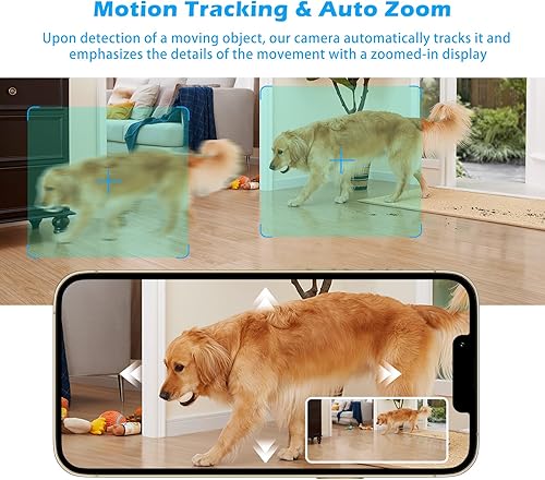 Miniatura 4 de Cámara de seguridad interior de 3 MP, WiFi 5G PanTilt de 360 para monitor de bebémascotasancianosniñosdormitorio, enfoque automático y zoom,